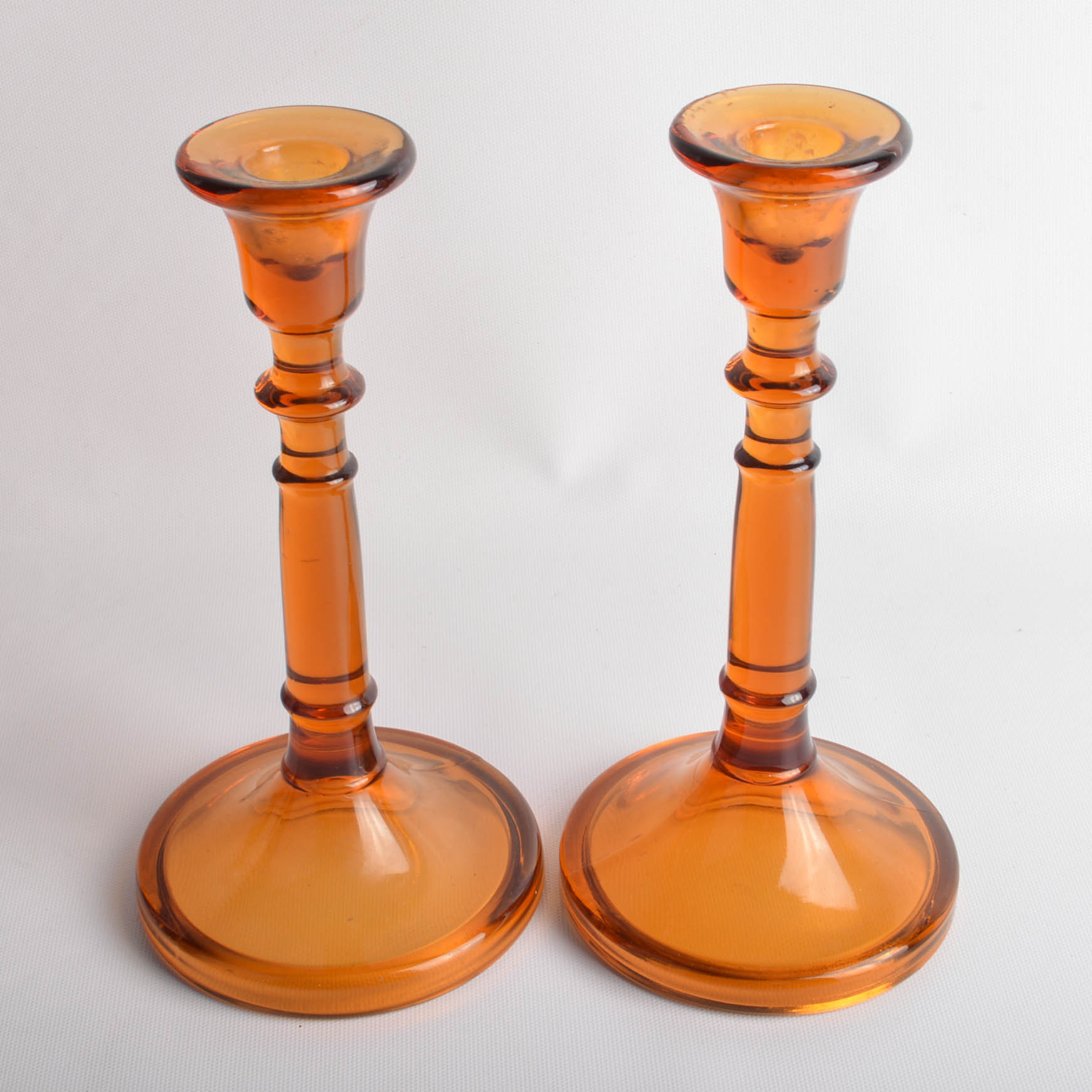 Amber Color Glass Candle Holders And More