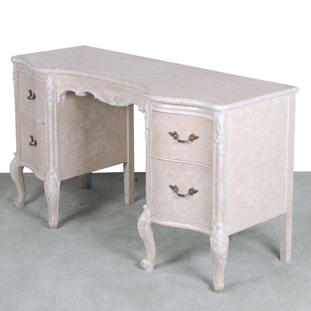 Painted Wooden Desk with Faux Marble Finish