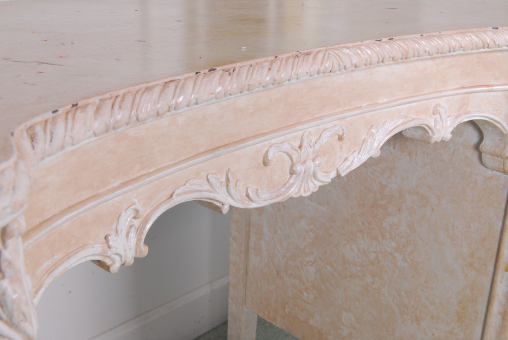 Painted Wooden Desk with Faux Marble Finish