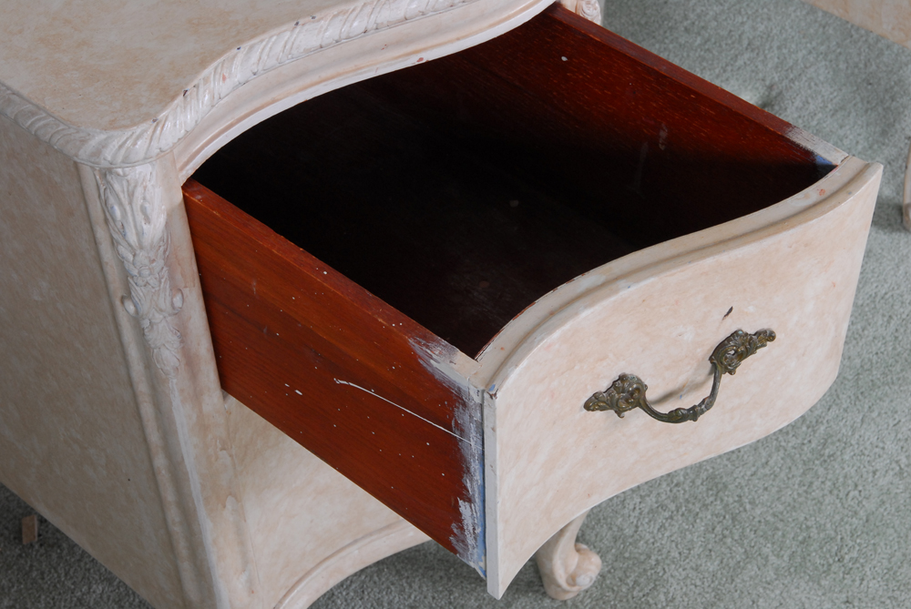 Painted Wooden Desk with Faux Marble Finish