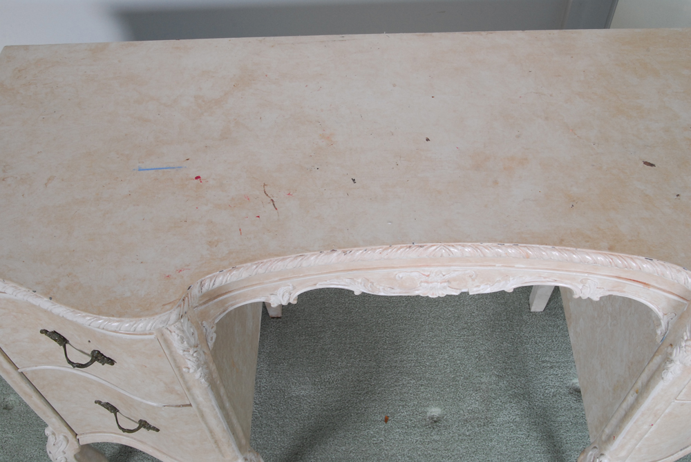 Painted Wooden Desk with Faux Marble Finish