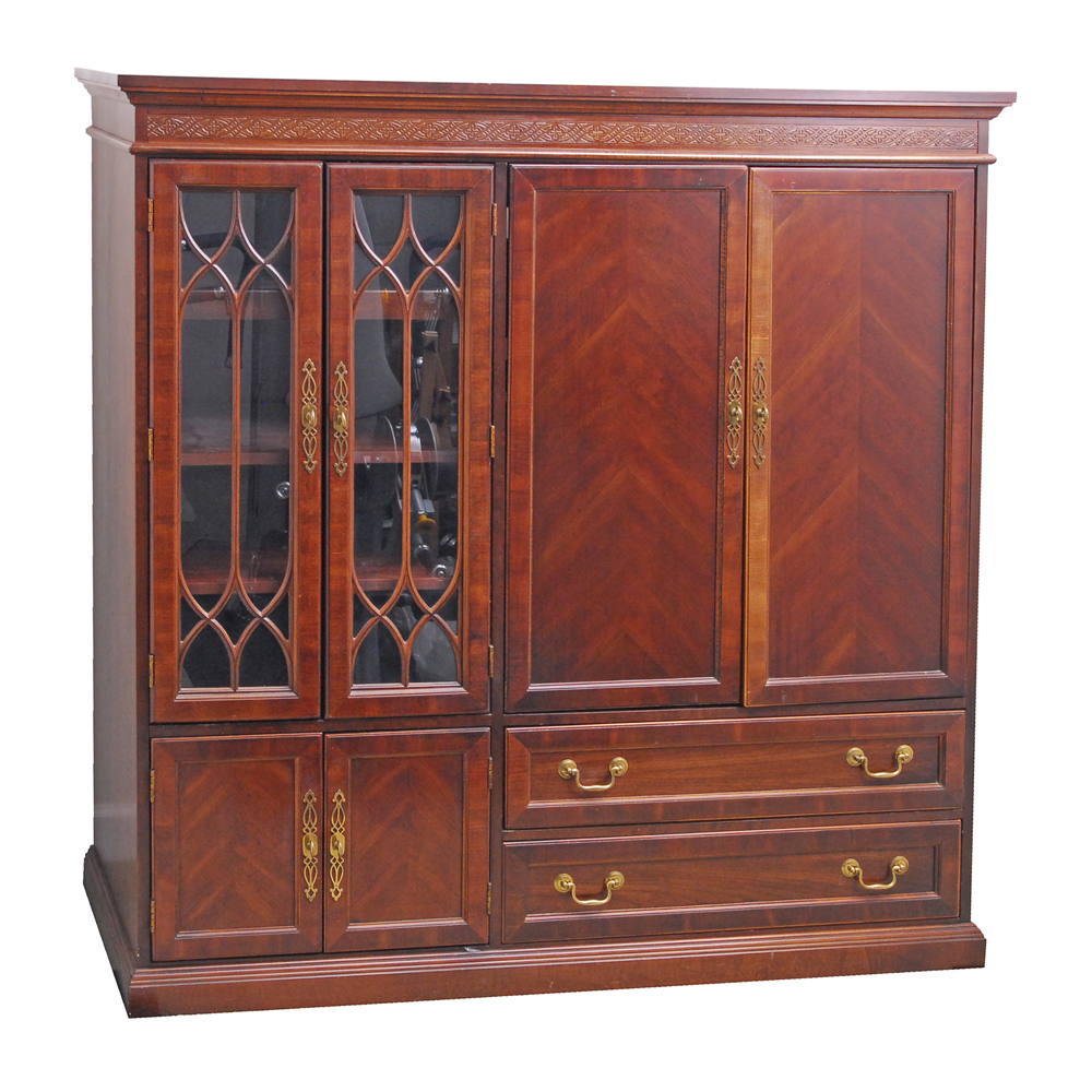 Large Chippendale Style Mahogany Entertainment Armoire