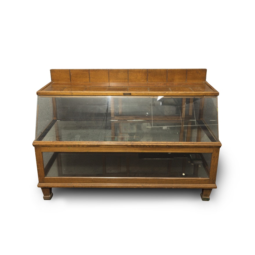 Antique Glass and Wood Display Cabinet