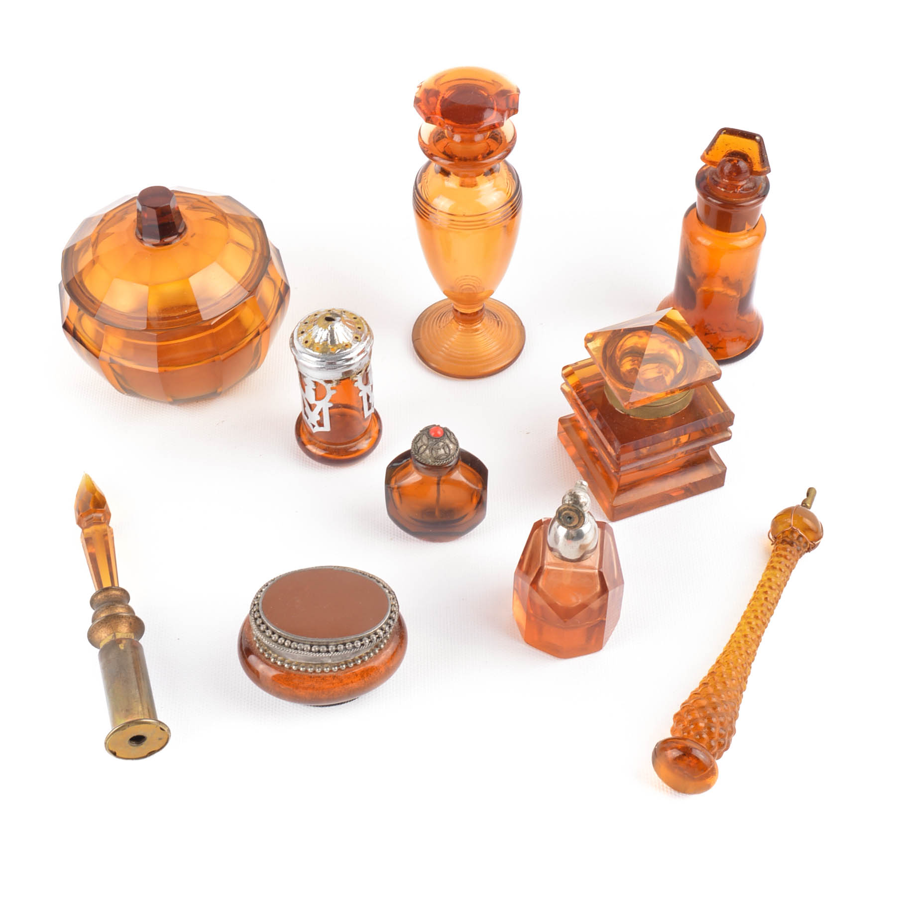 Amber Glass Vanity Accessories