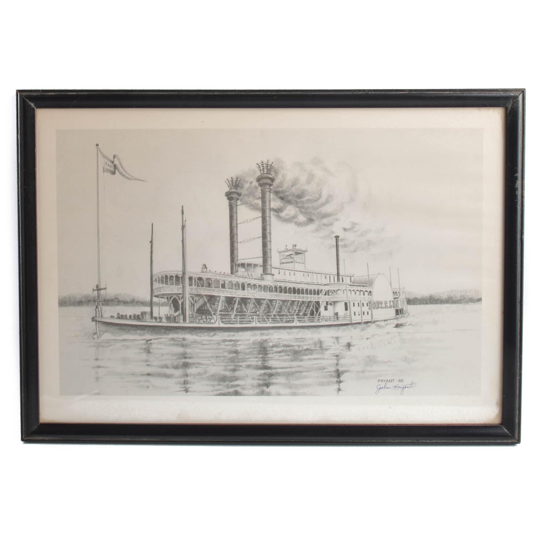 Pairing of Signed John Fryant Offset Lithographic Prints of Riverboats
