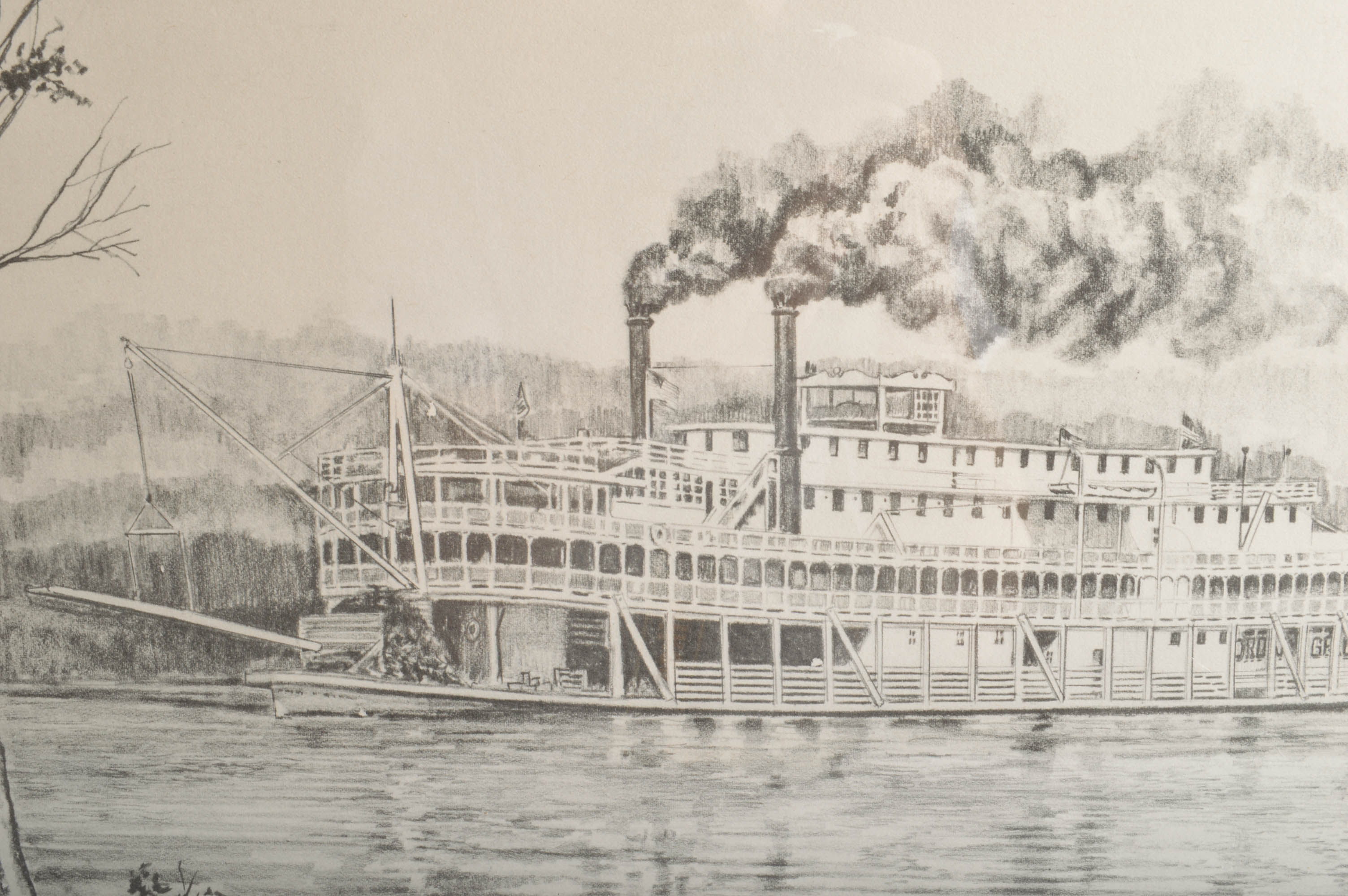 Pairing of Signed John Fryant Offset Lithographic Prints of Riverboats