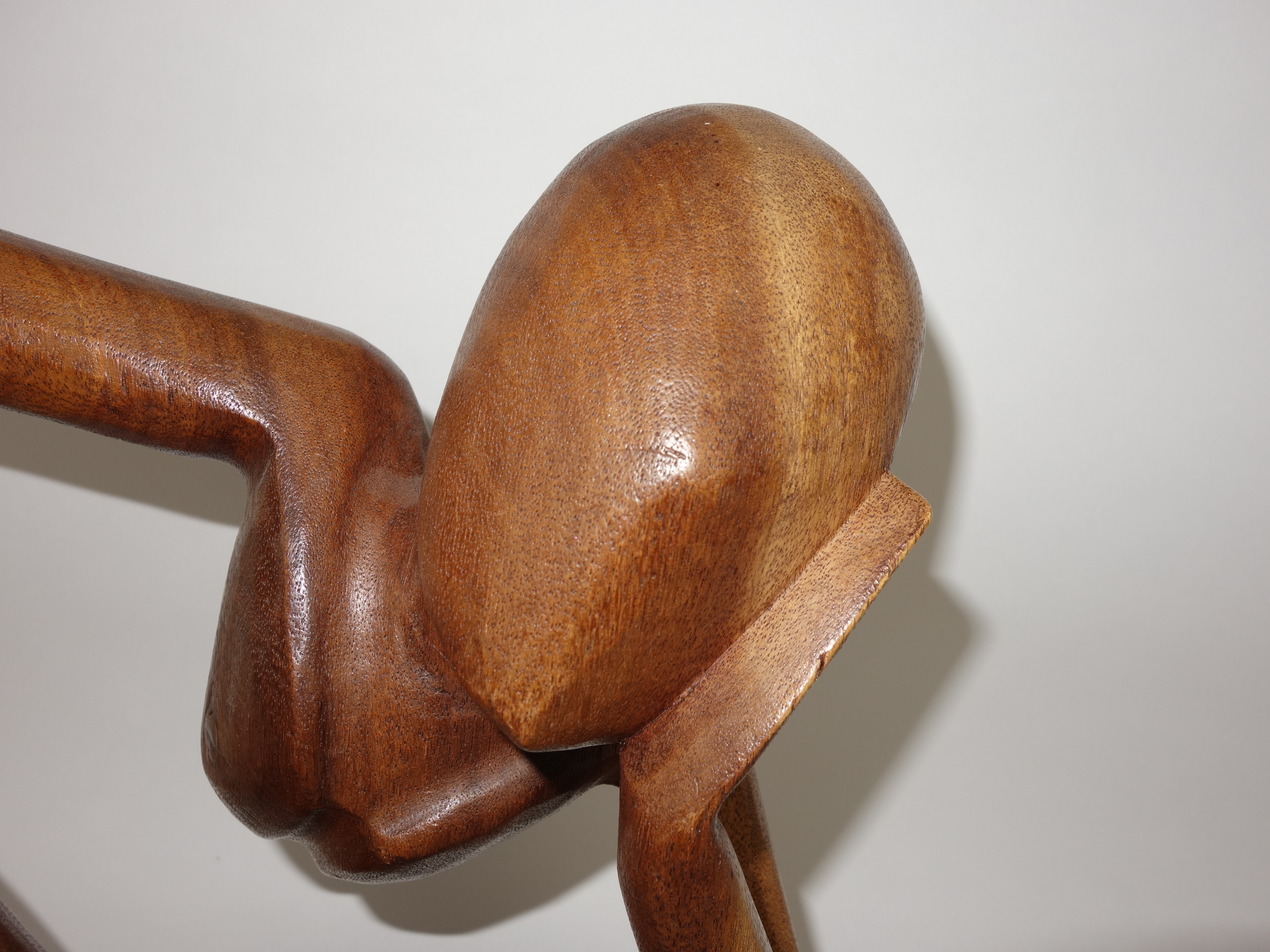 Mid Century Wood Carved Seated Woman Sculpture