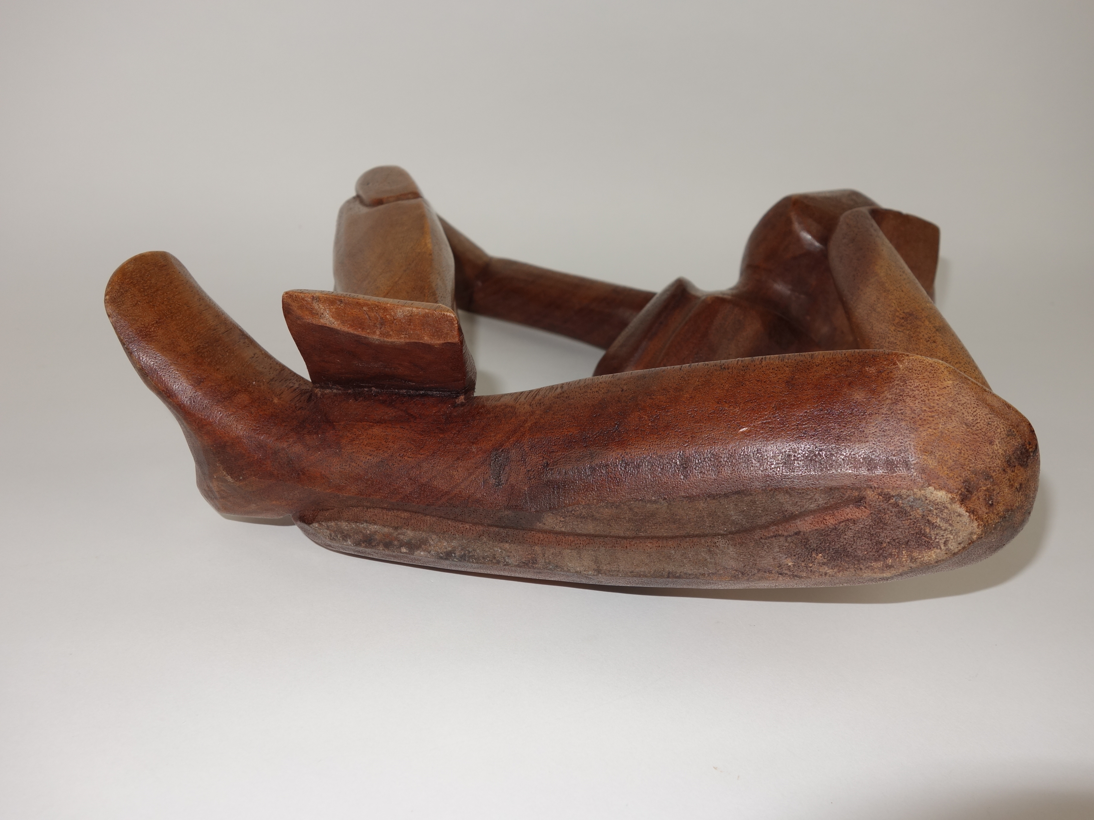 Mid Century Wood Carved Seated Woman Sculpture