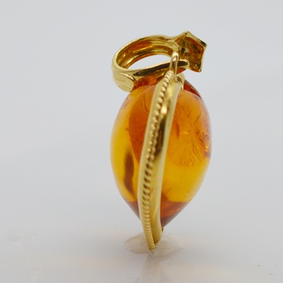 18K Yellow Gold Amber Puff Heart Pendant