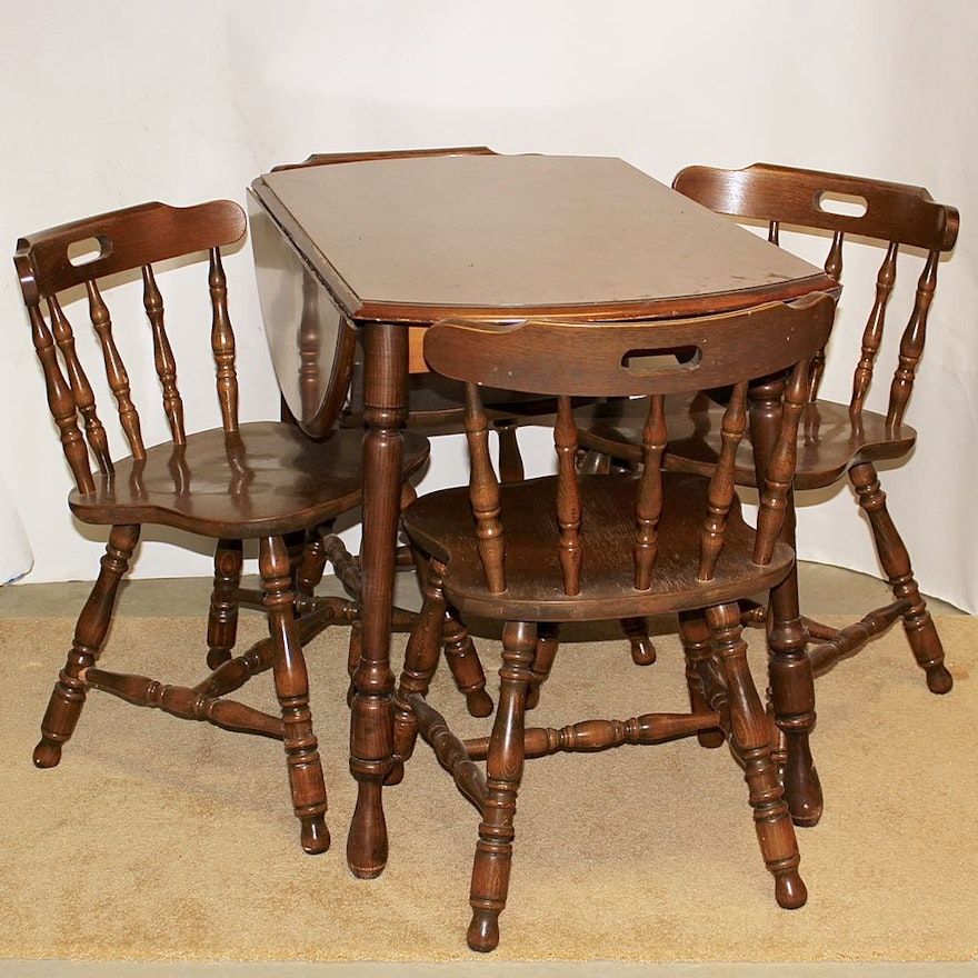 Vintage Drop Leaf Dining Table with 4 Chairs