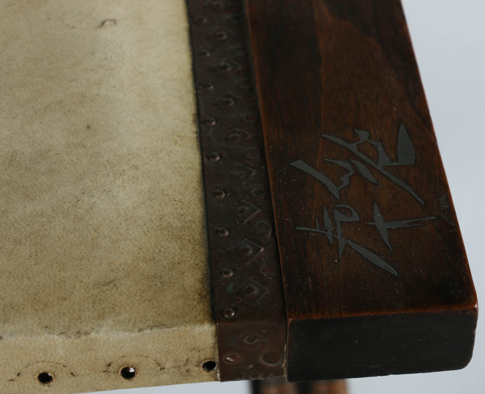 Carlo Bugatti Inlaid Walnut Chair with Vellum Covered Seat