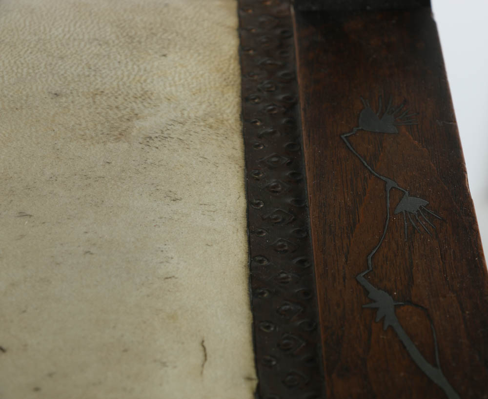 Carlo Bugatti Inlaid Walnut Chair with Vellum Covered Seat