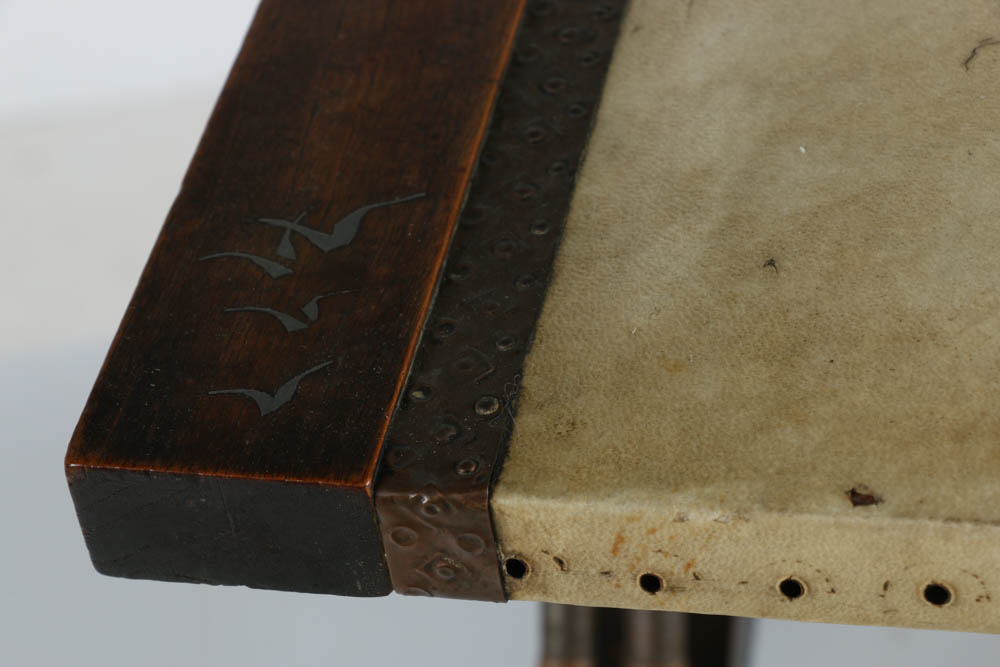 Carlo Bugatti Inlaid Walnut Chair with Vellum Covered Seat