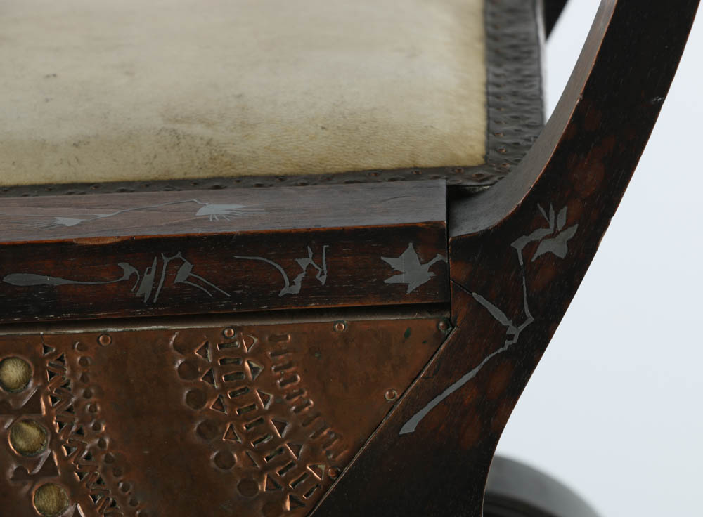 Carlo Bugatti Inlaid Walnut Chair with Vellum Covered Seat