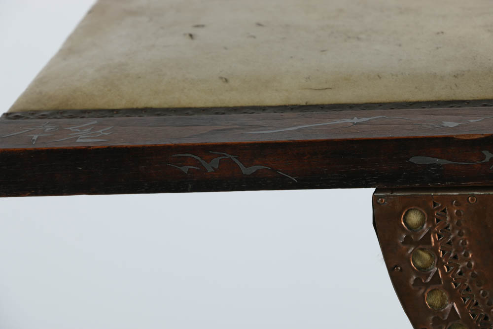 Carlo Bugatti Inlaid Walnut Chair with Vellum Covered Seat