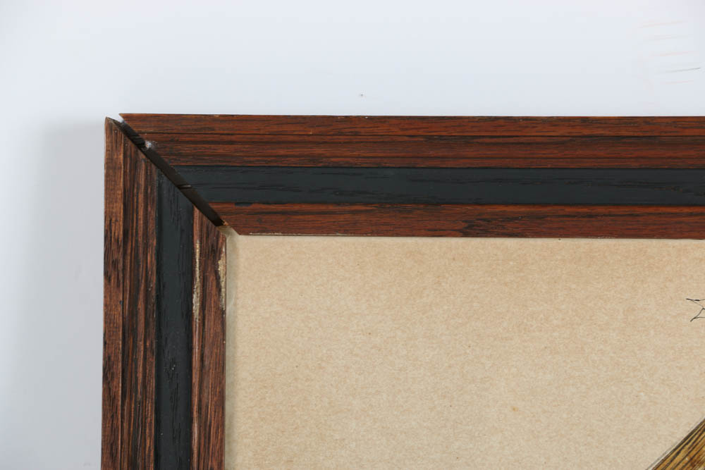 James Mitchell Watercolor Painting and Ink Drawing "Yacht 'America', as rigged in 1900"