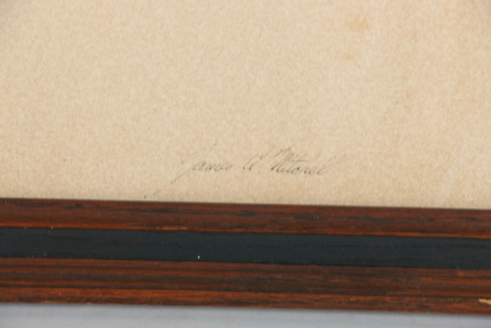 James Mitchell Watercolor Painting and Ink Drawing "Yacht 'America', as rigged in 1900"