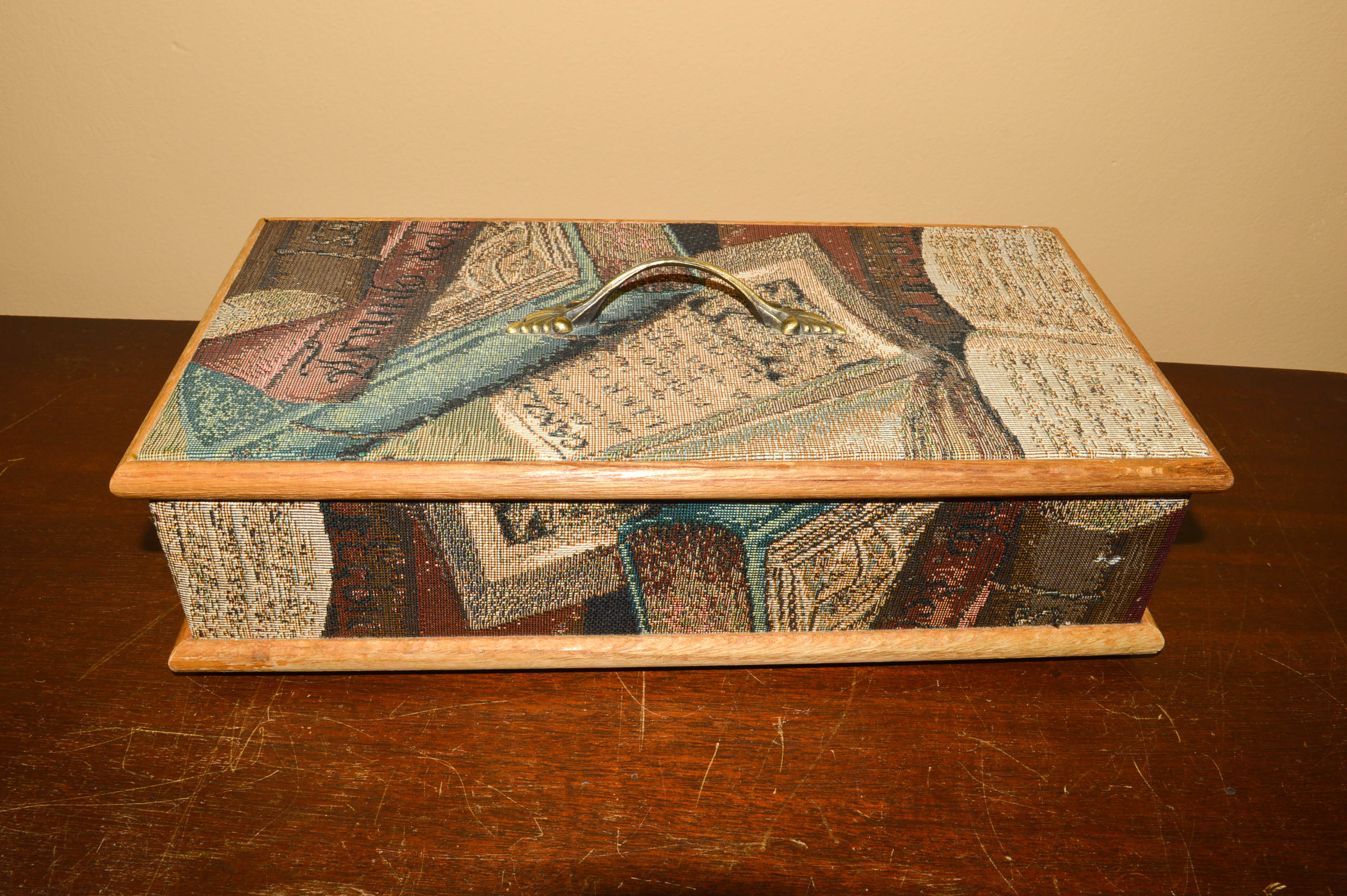 Windsor Chair, Table Lamp, Side Table, Foot Stool, and Storage Box