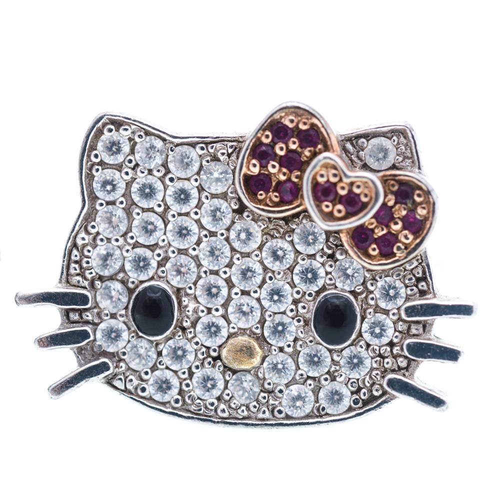 Sanrio Sterling Silver Cubic Zirconia Hello Kitty Ring and Pendant Set