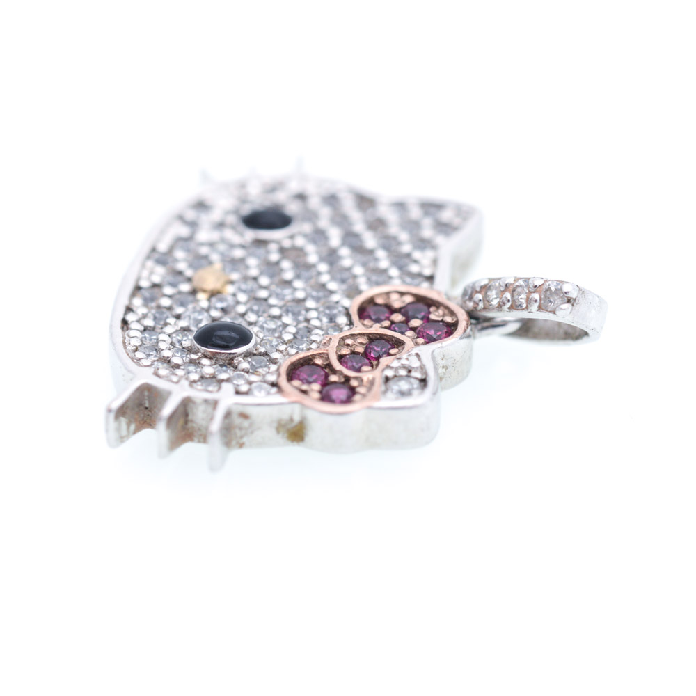Sanrio Sterling Silver Cubic Zirconia Hello Kitty Ring and Pendant Set