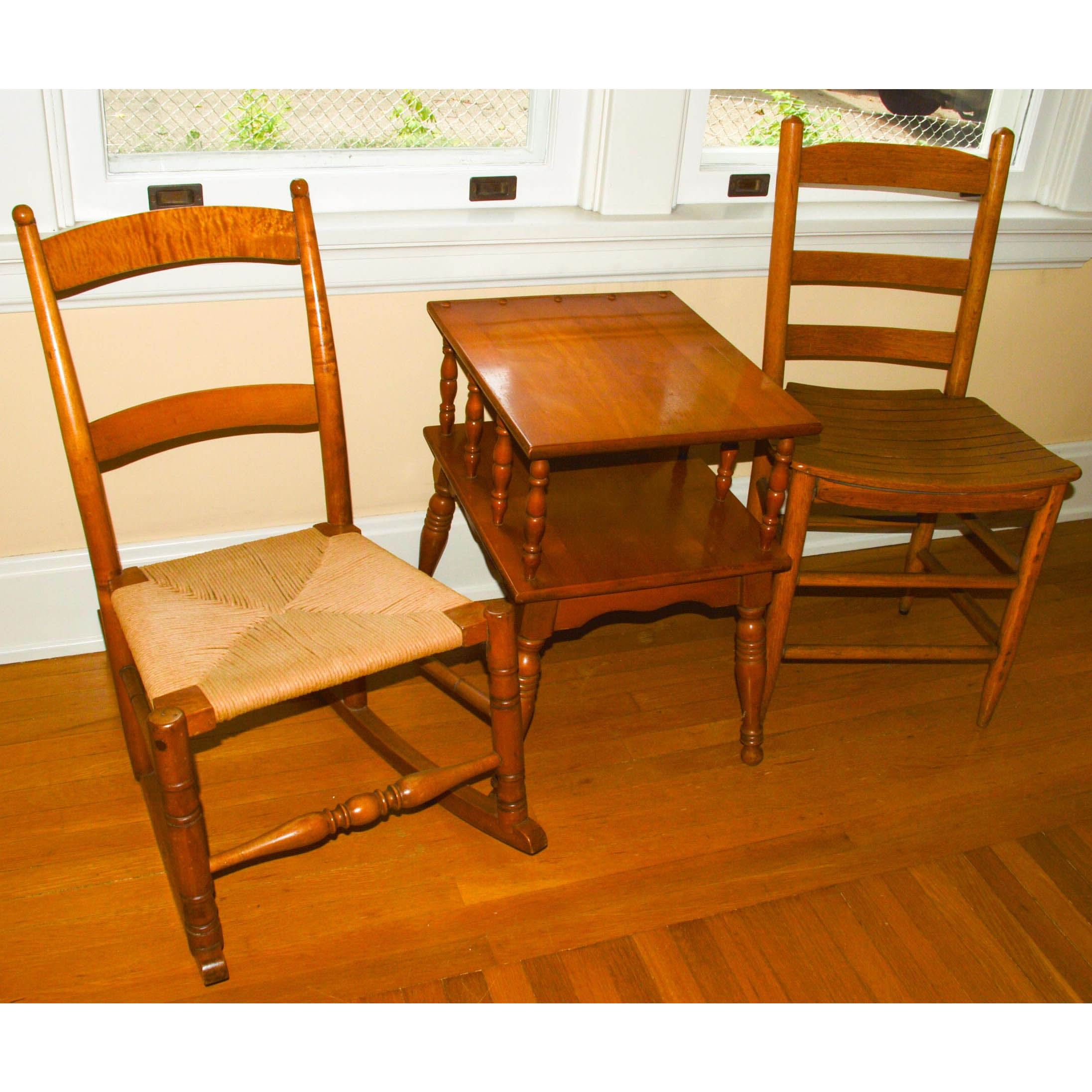 Antique Chairs With Vintage Side Table