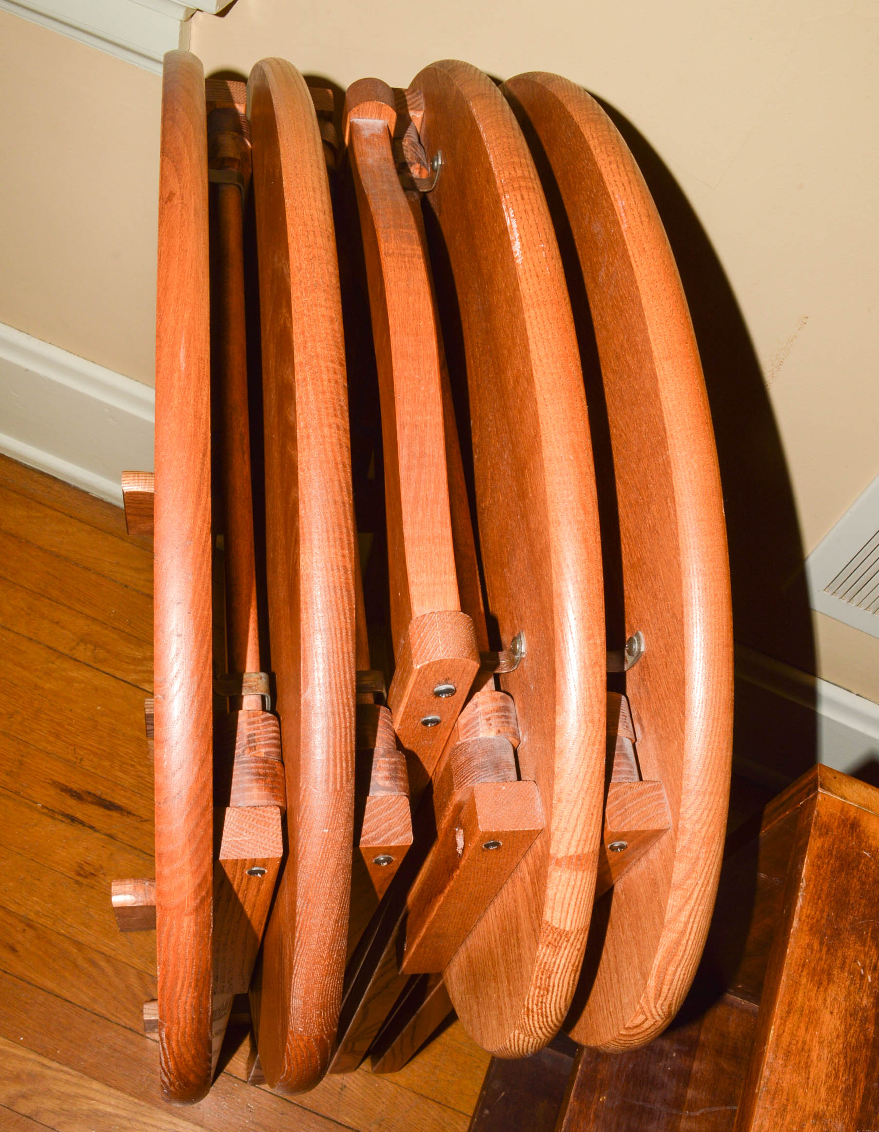Two Bookcases With Set of Folding Tables
