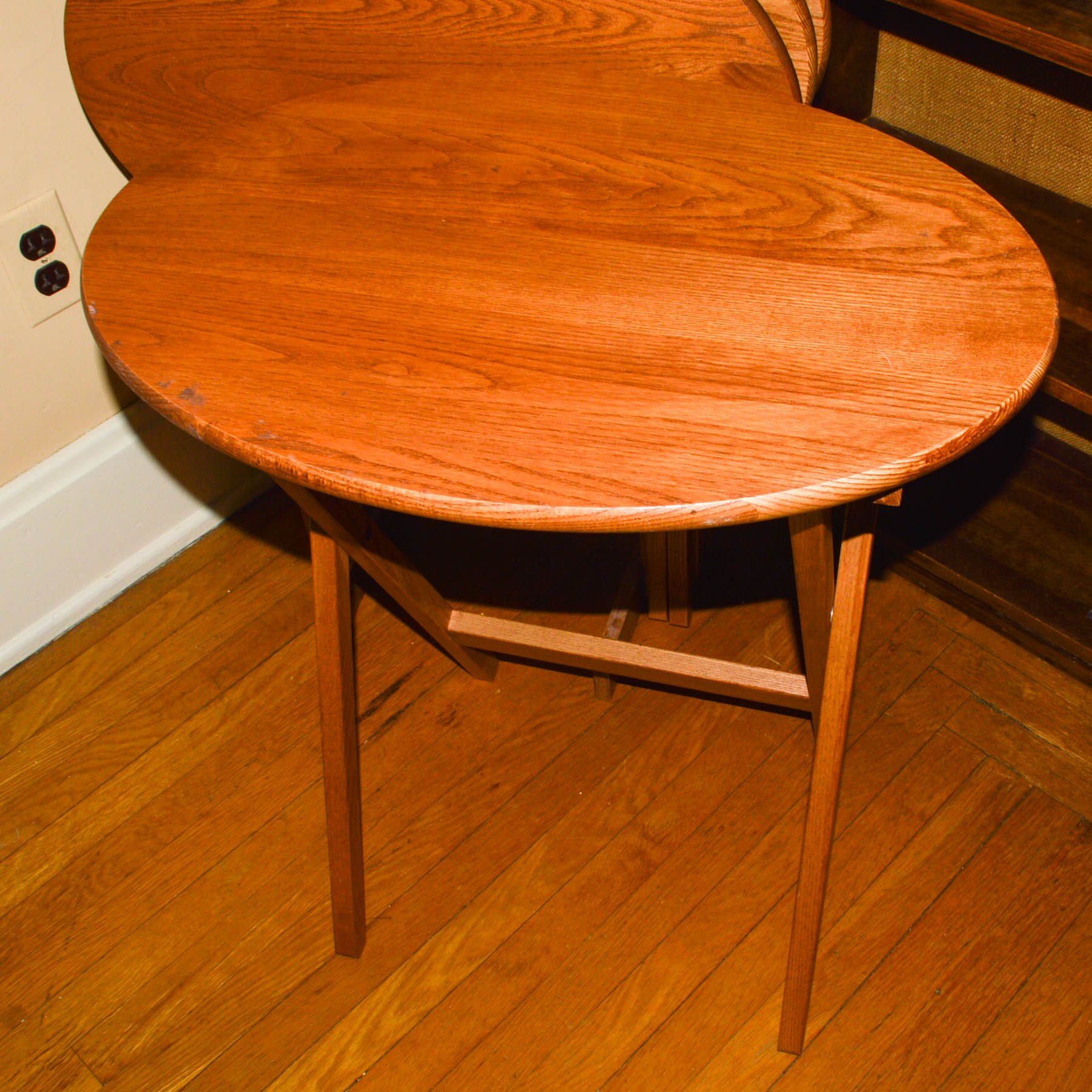 Two Bookcases With Set of Folding Tables