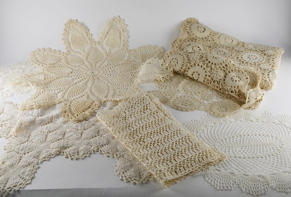 Vintage Hand Crocheted Table Linens