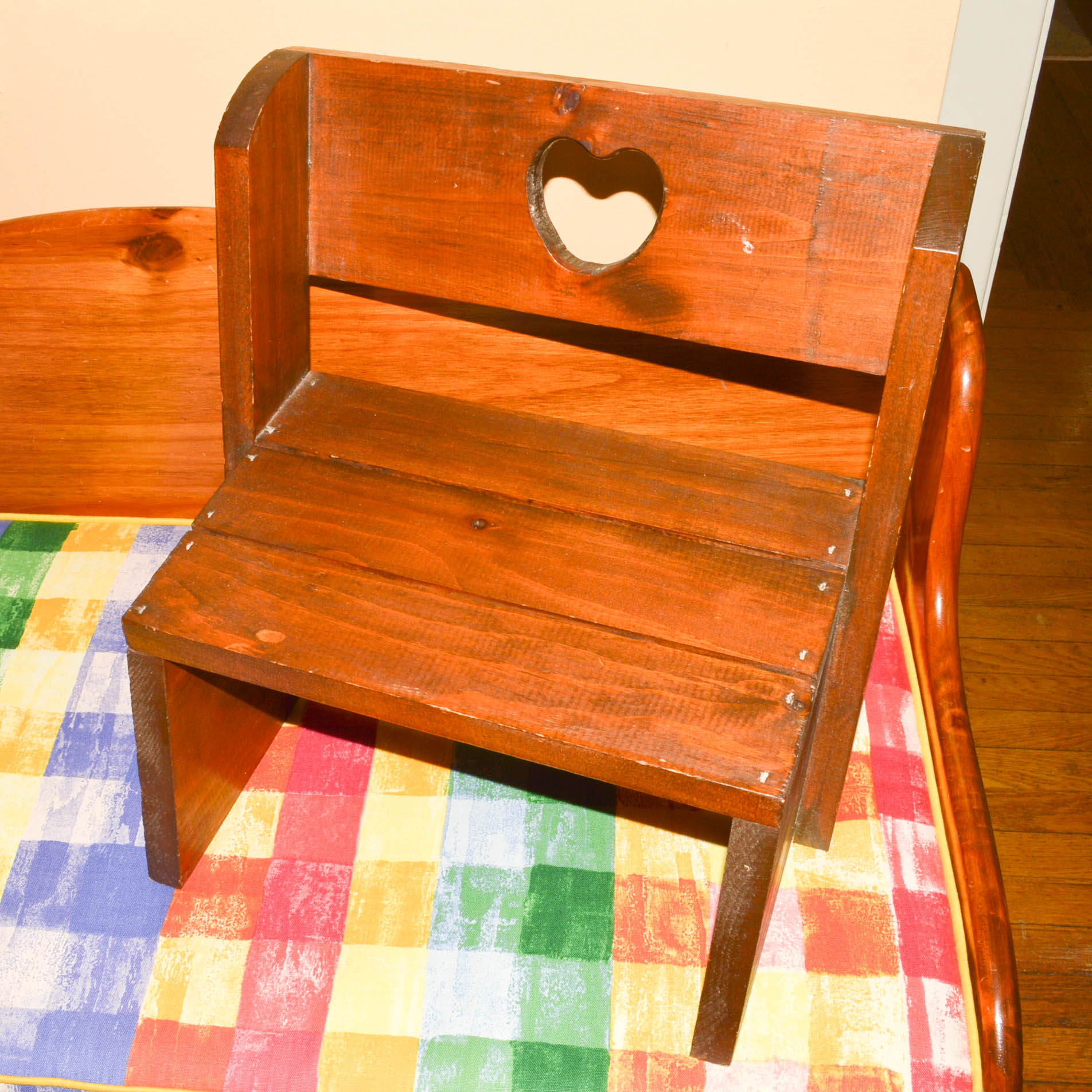Pine Toy Chest, Slate Chalkboard, and Small Step Stool