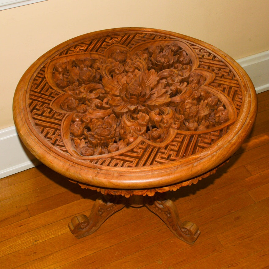 Fretwork Carved Side Table