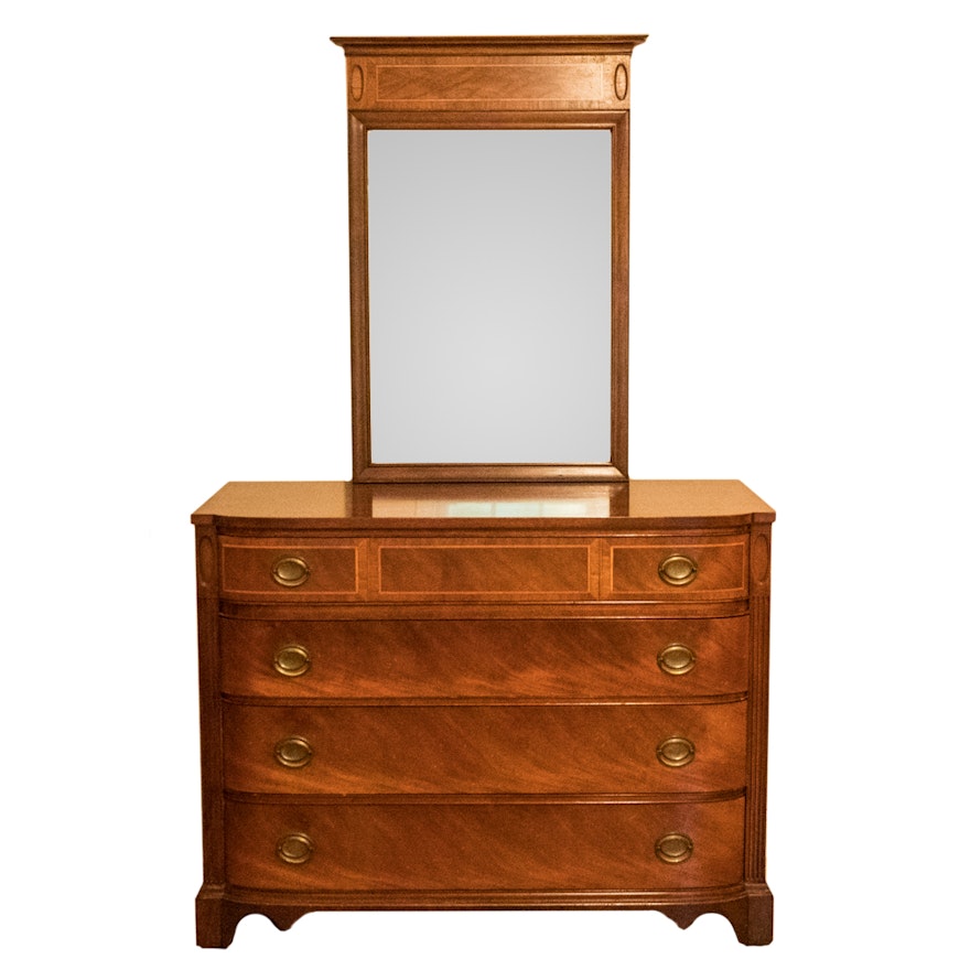 Vintage Federal Style Mahogany Dresser With Mirror