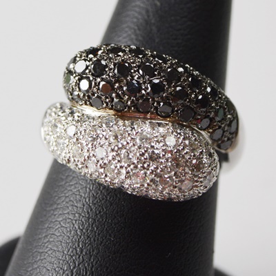18K White Gold 2.48 CTW Black and White Diamond Ring