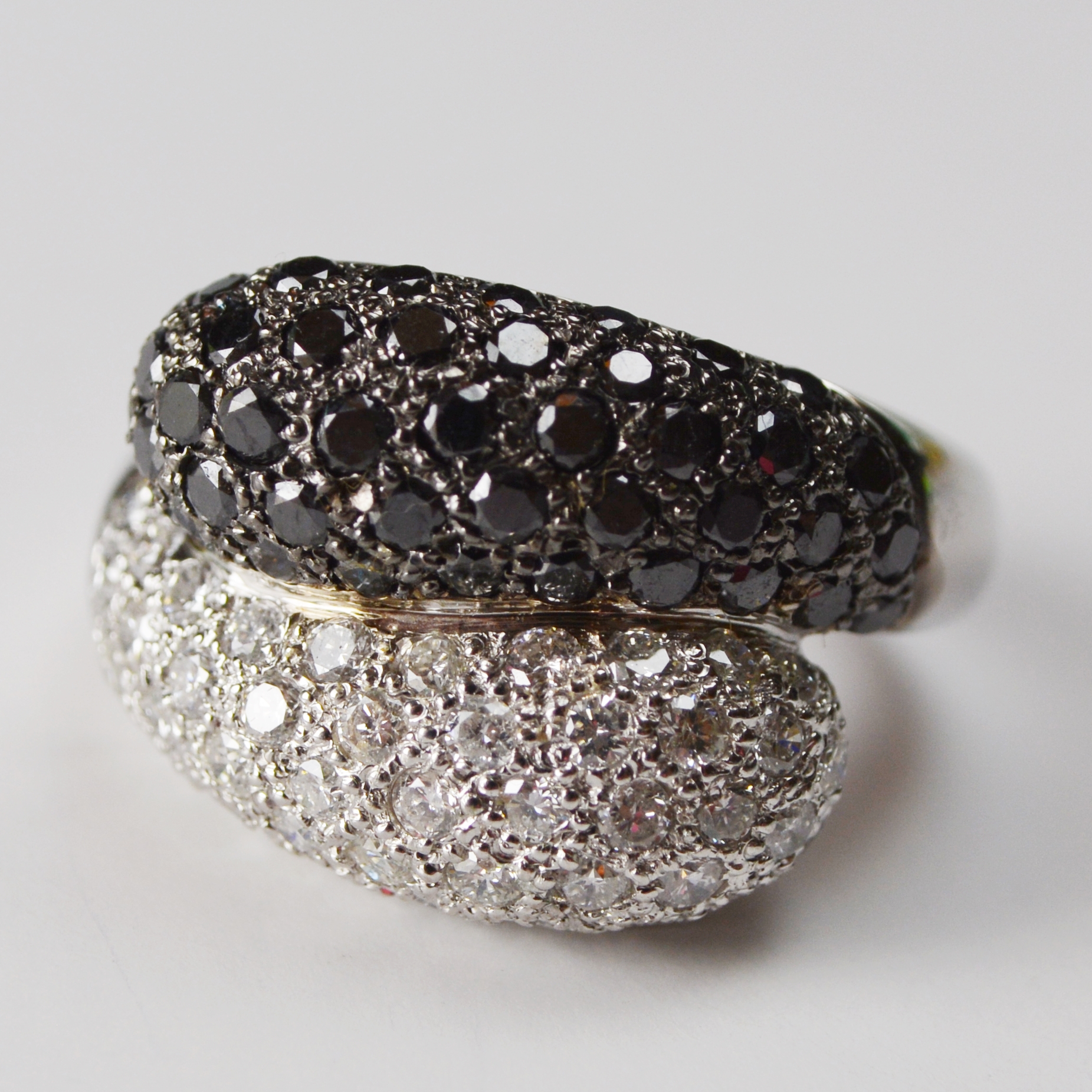 18K White Gold 2.48 CTW Black and White Diamond Ring