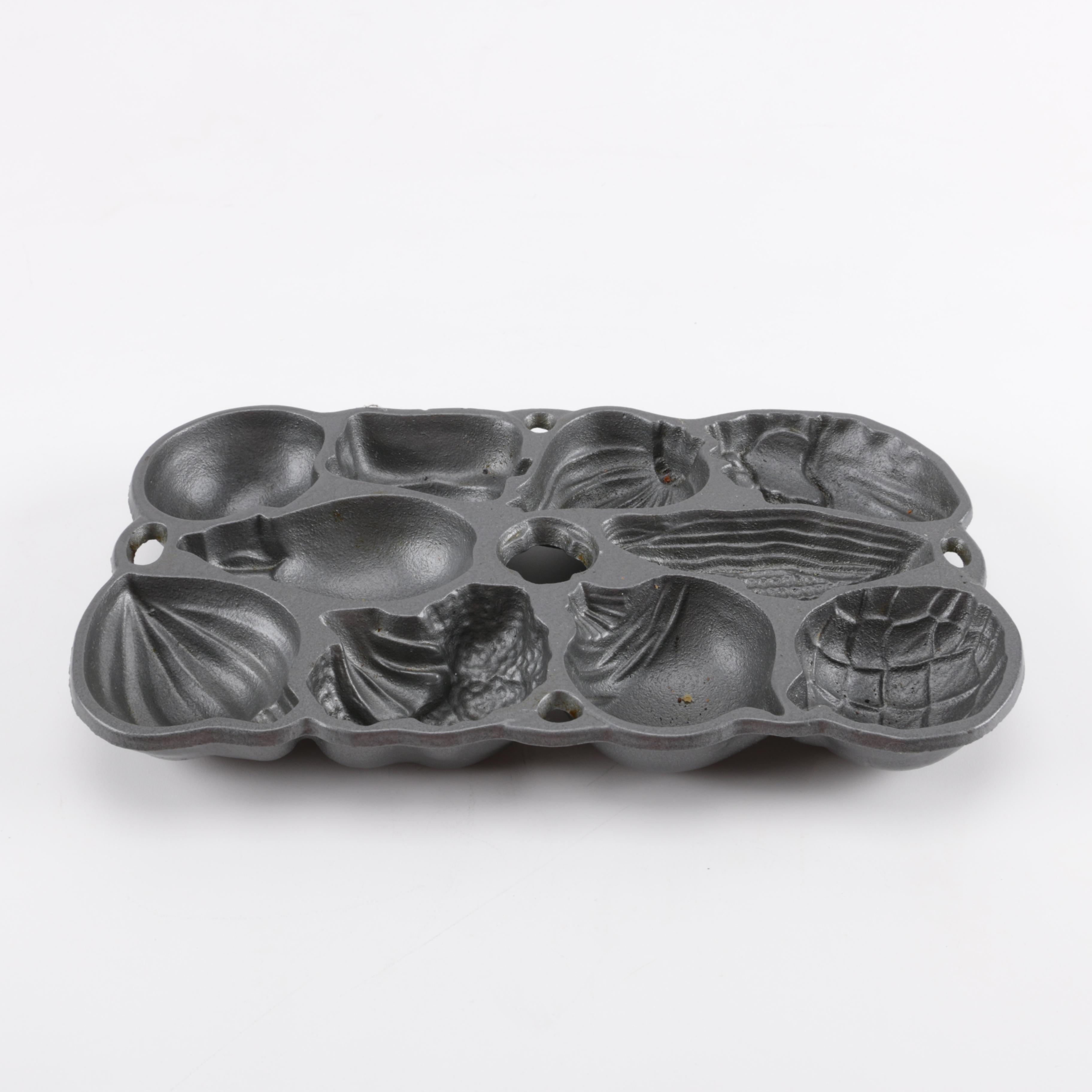 Grey Metal Vegetable Mold Baking Tray