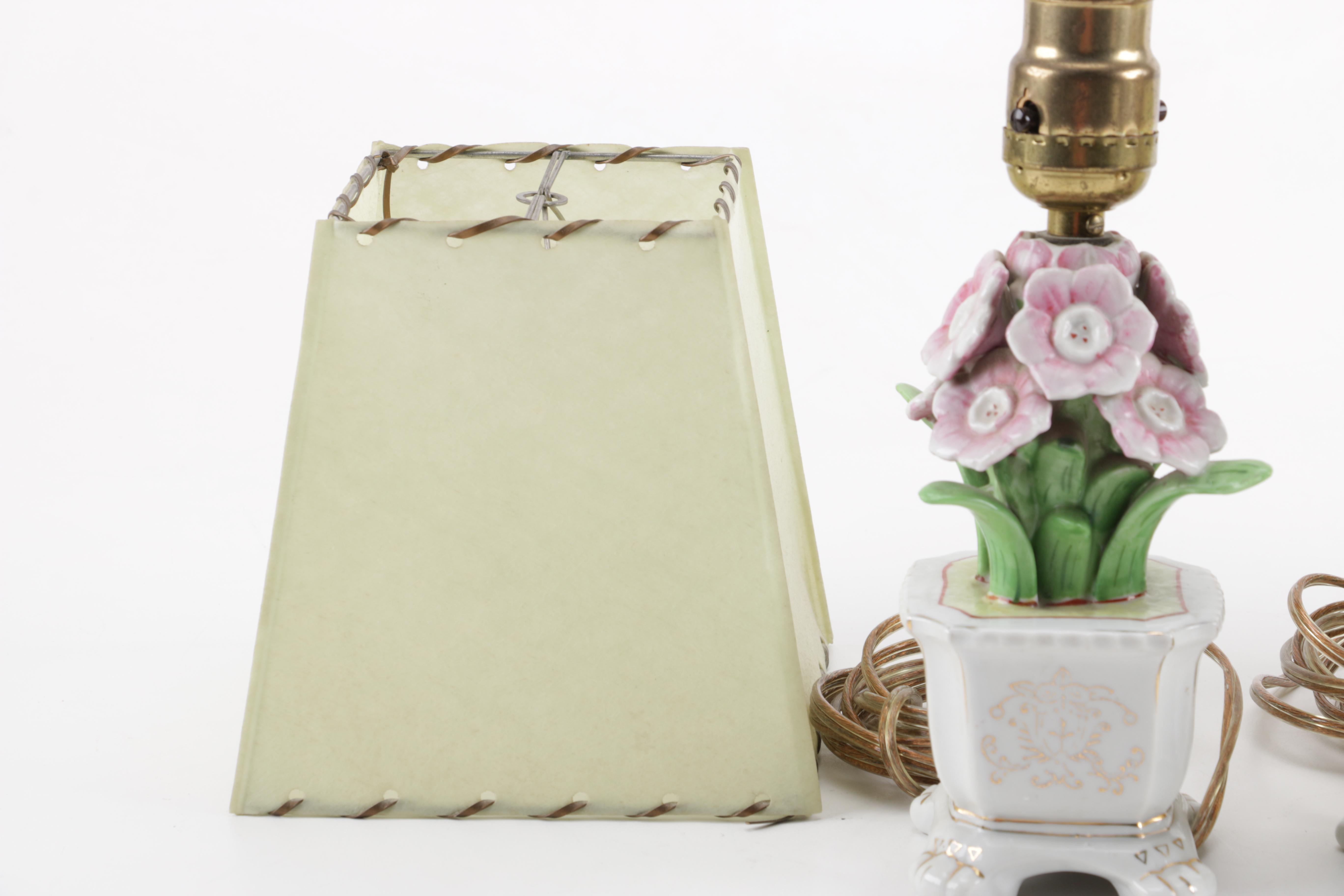 Ceramic Floral Sculpture Lamps With Shades