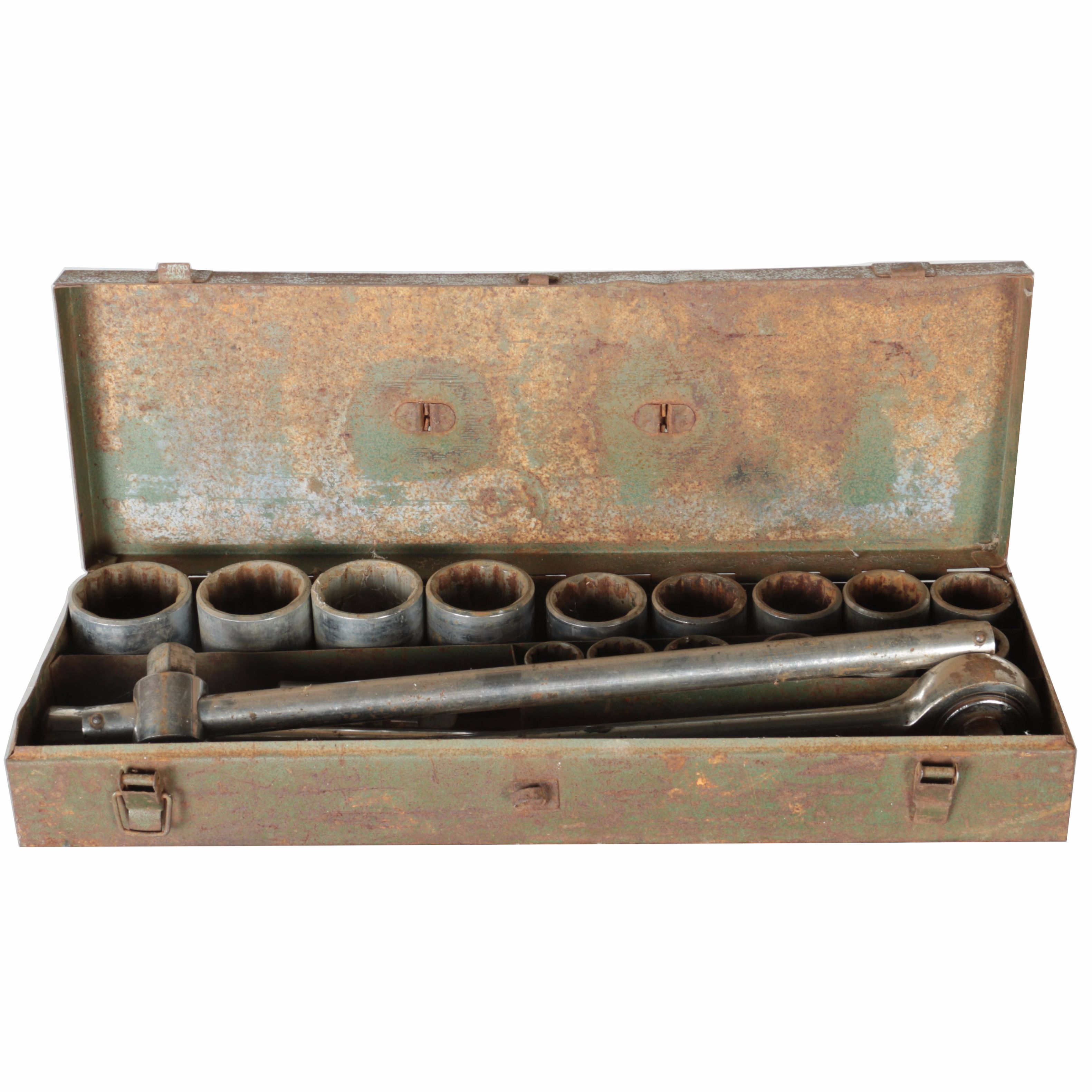 Vintage Stainless Steel Socket Wrench Set