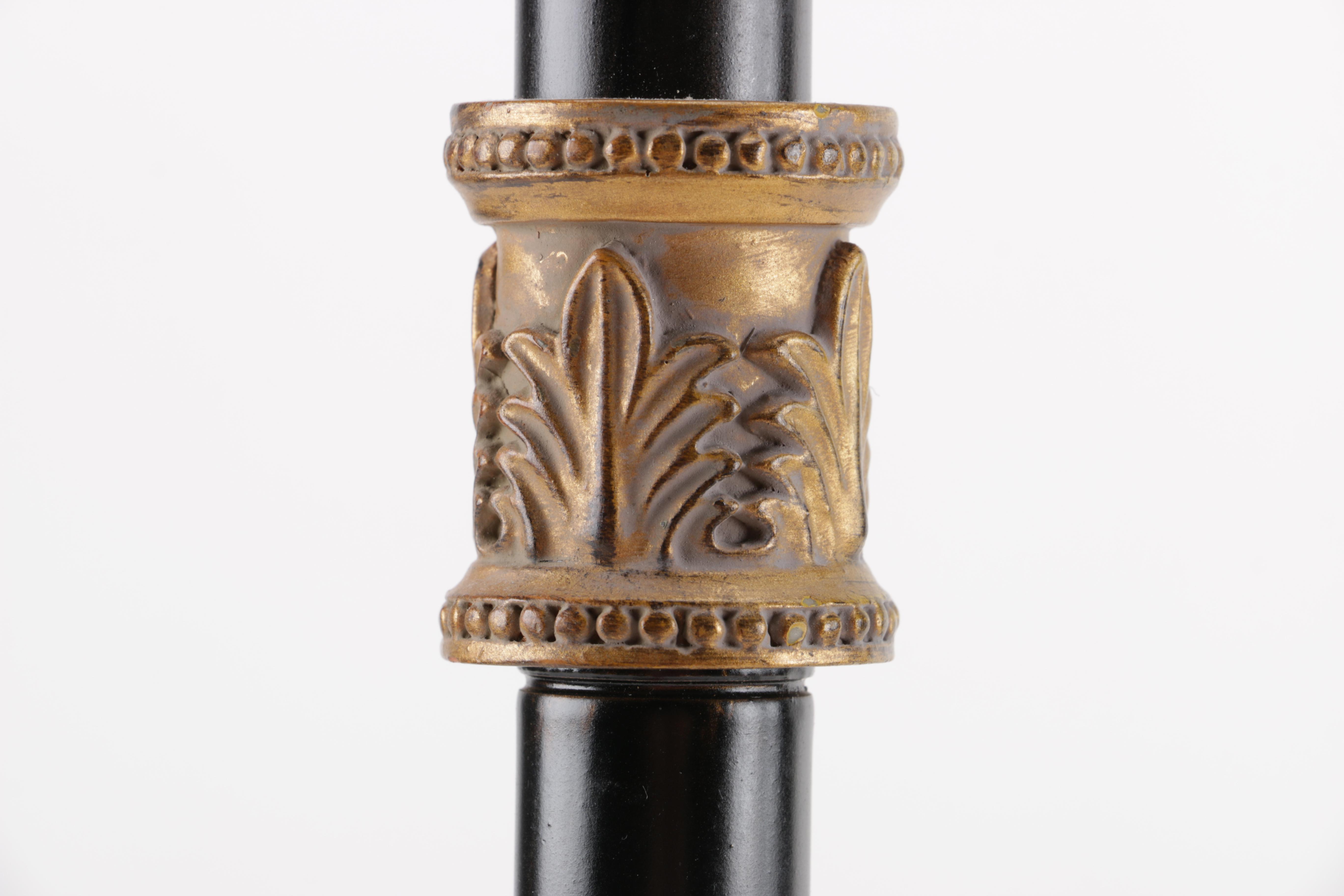 Brown and Black Metal and Wood Table Lamps