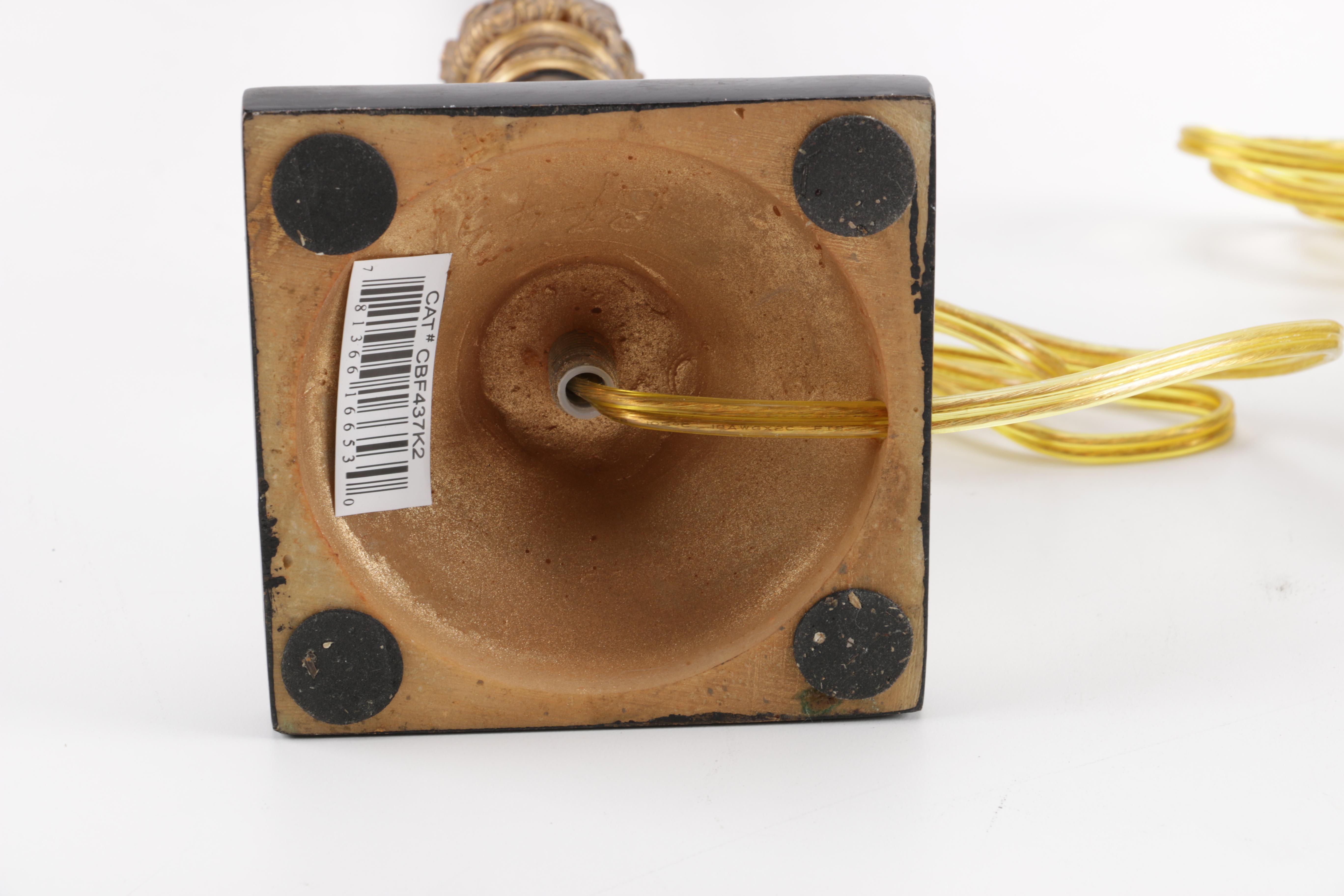 Brown and Black Metal and Wood Table Lamps