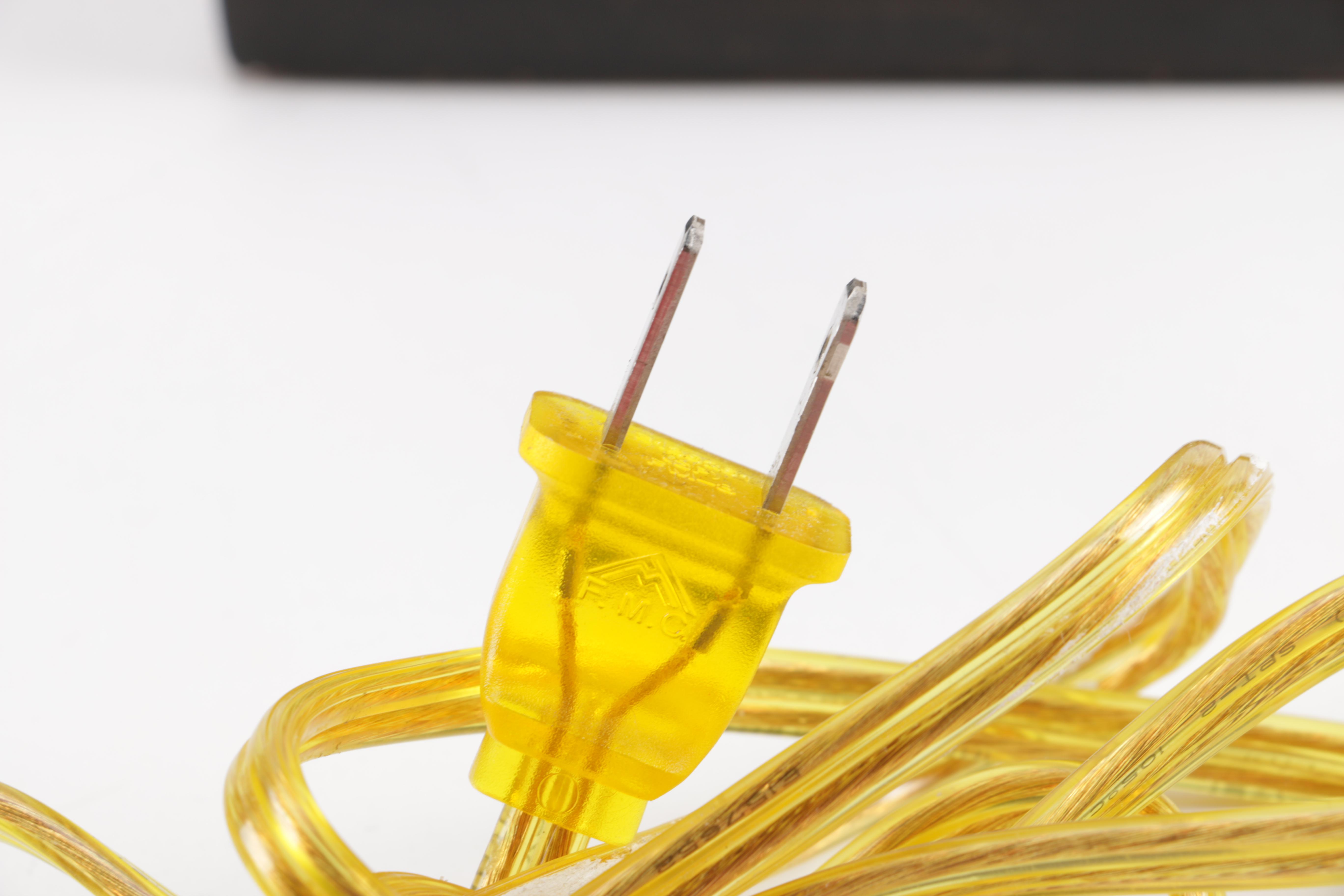 Brown and Black Metal and Wood Table Lamps