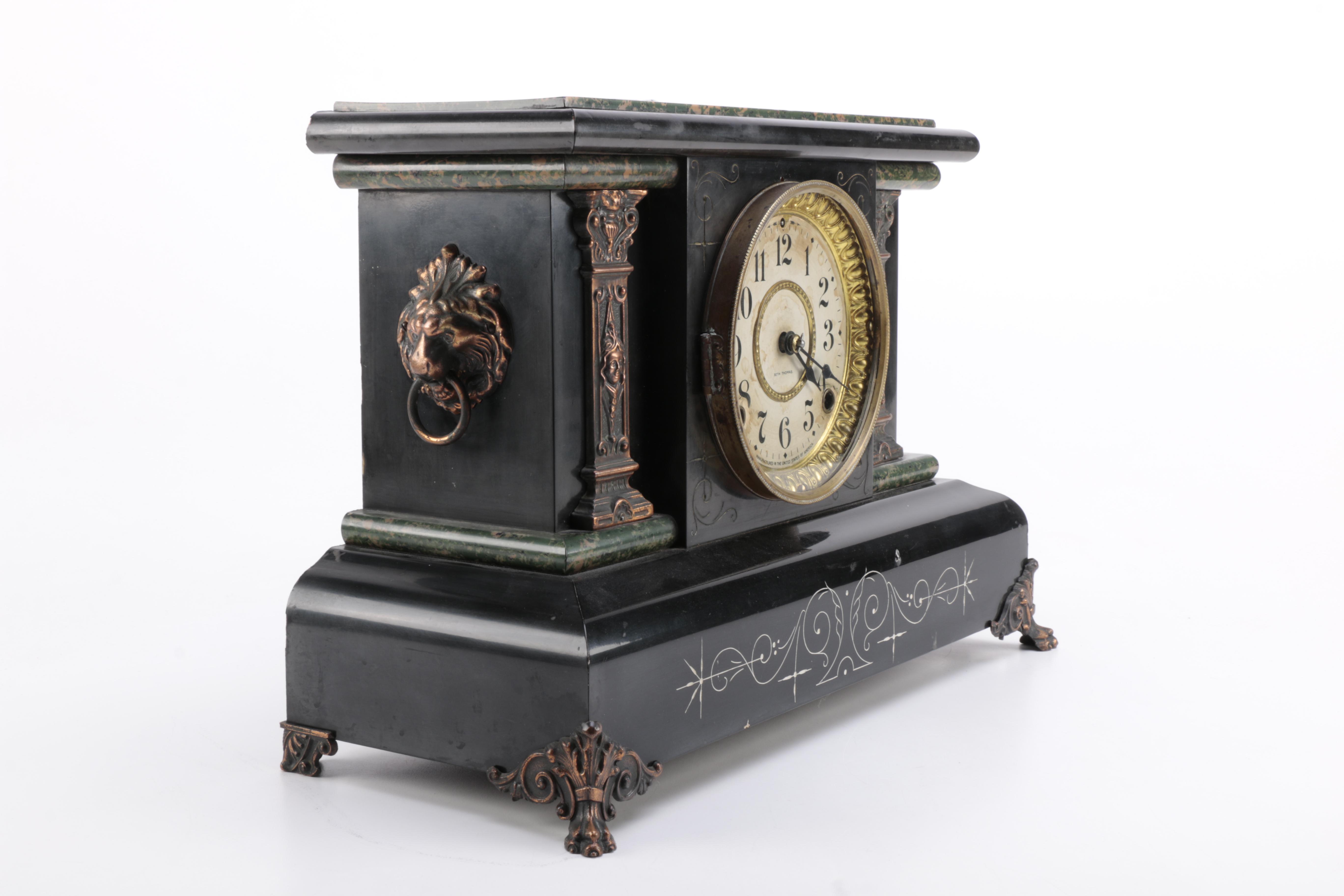Vintage Black Wooden Mantle Clock From Seth Thomas Clock Co.