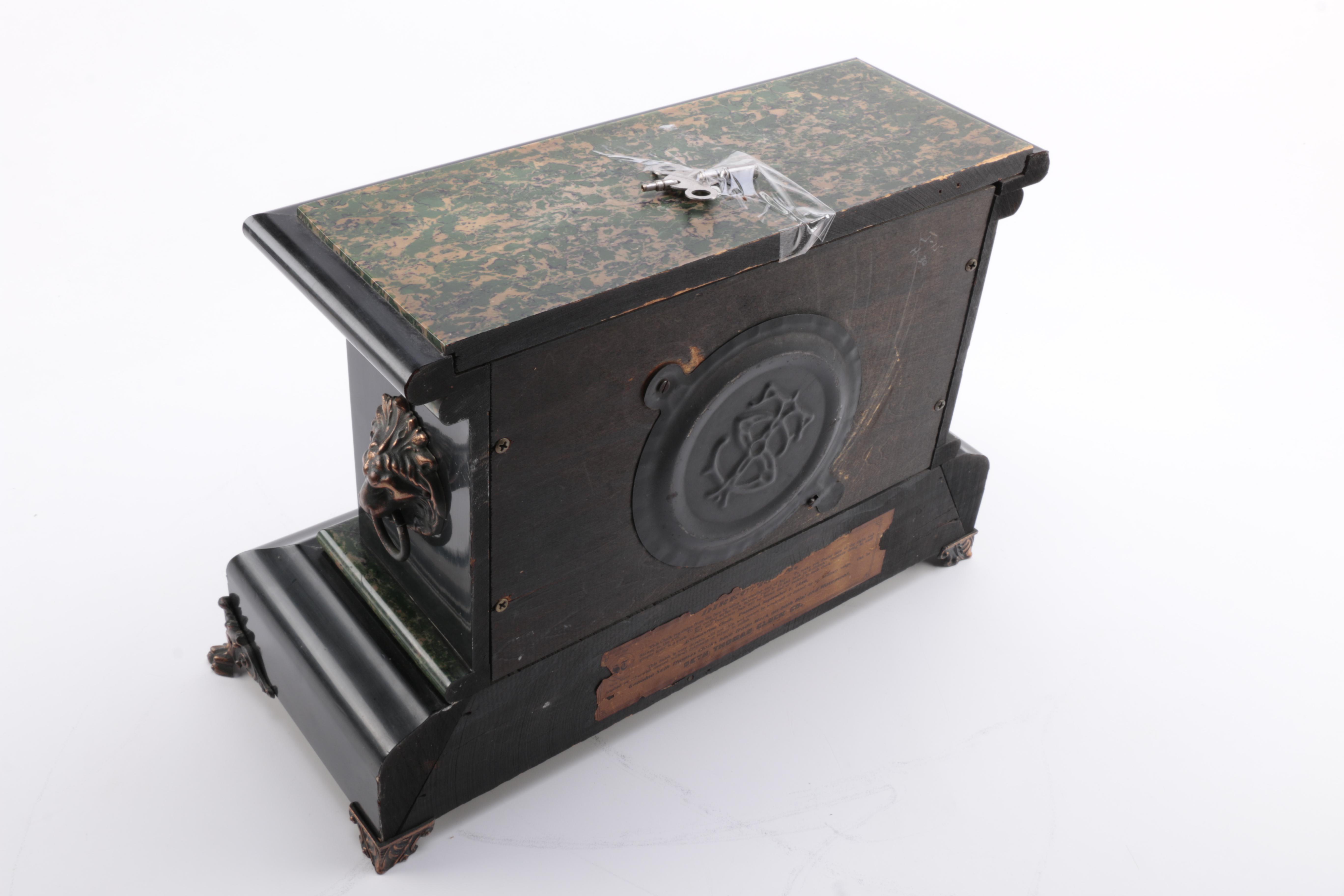 Vintage Black Wooden Mantle Clock From Seth Thomas Clock Co.