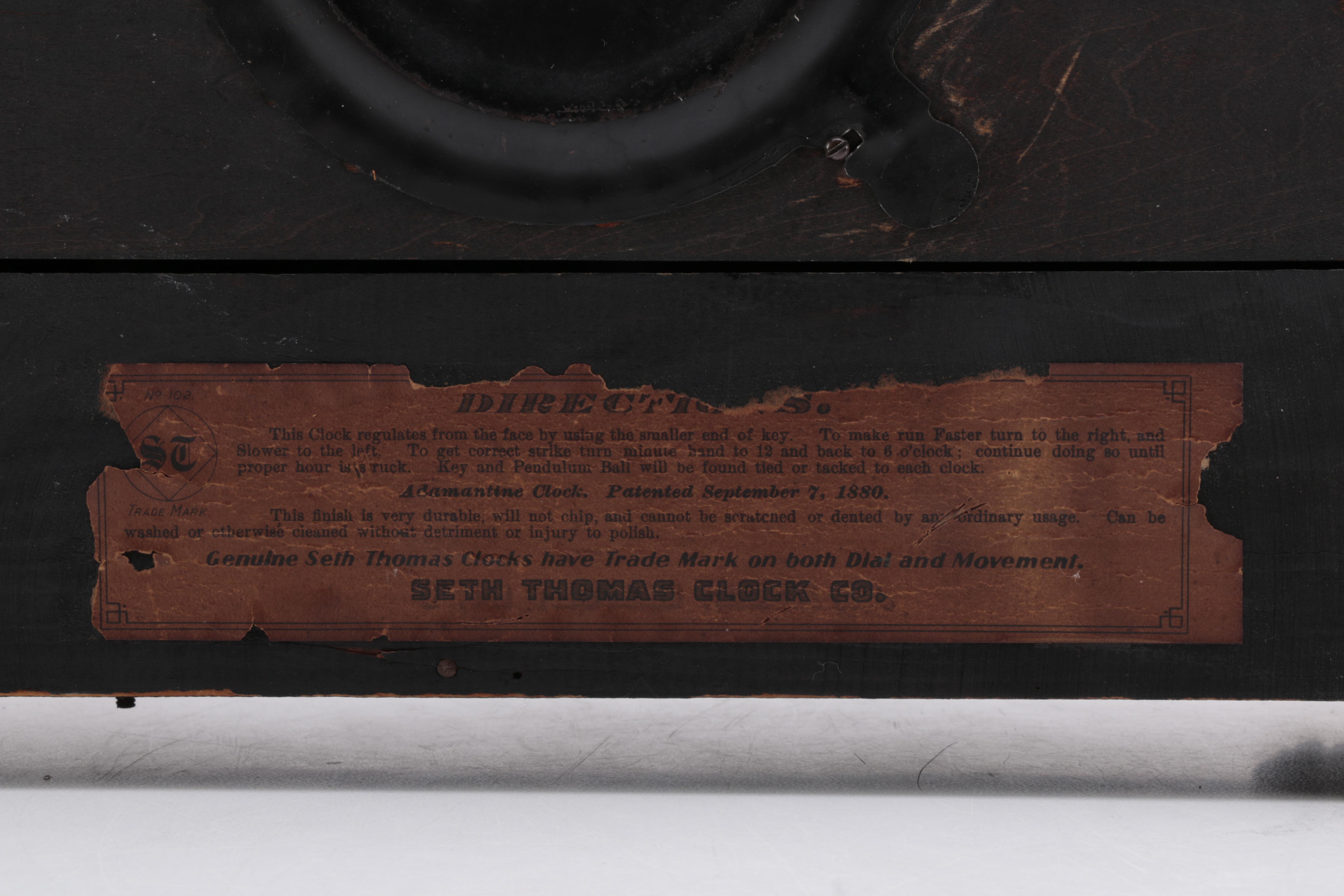 Vintage Black Wooden Mantle Clock From Seth Thomas Clock Co.