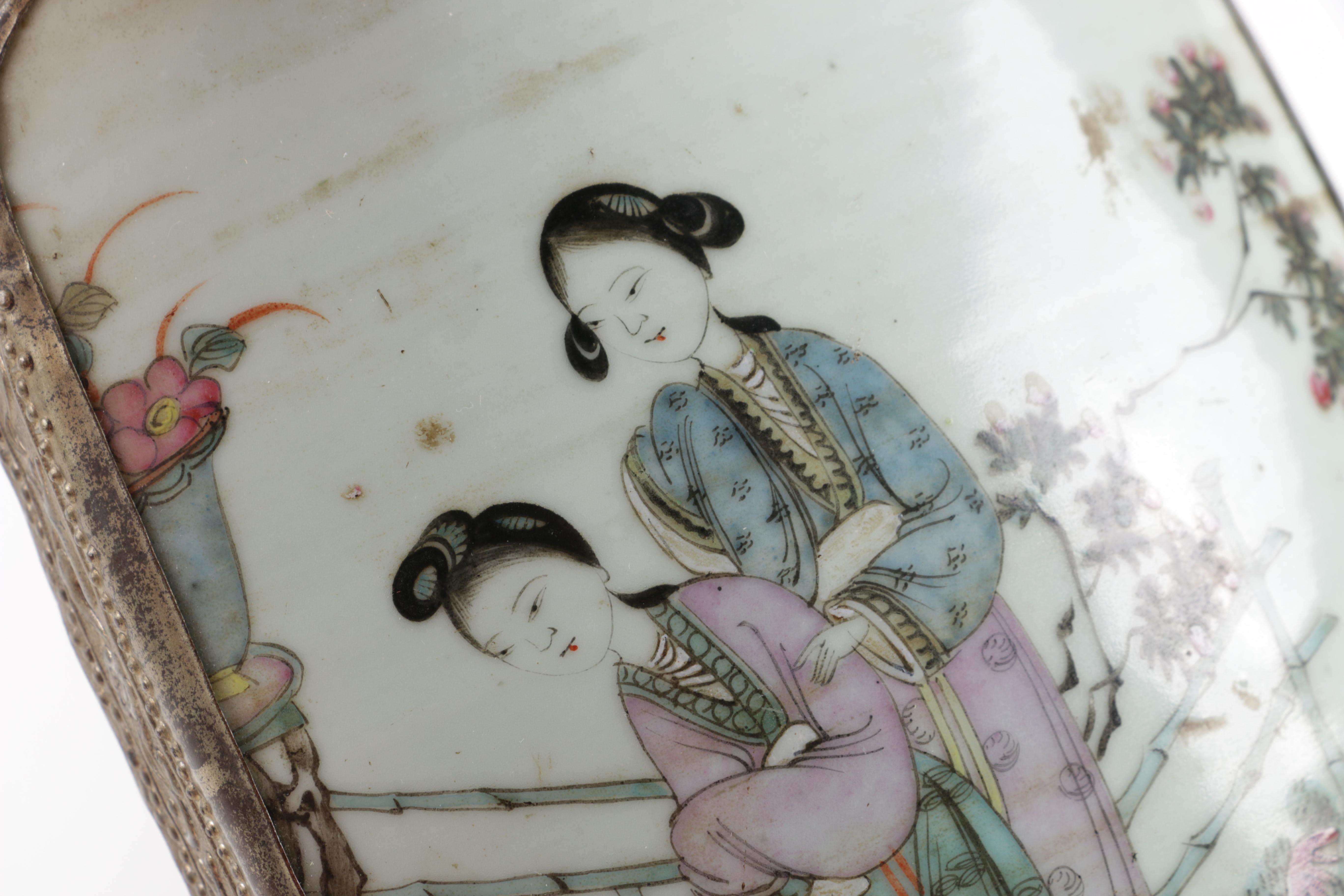 Chinese Porcelain Shard Figural Trinket Box