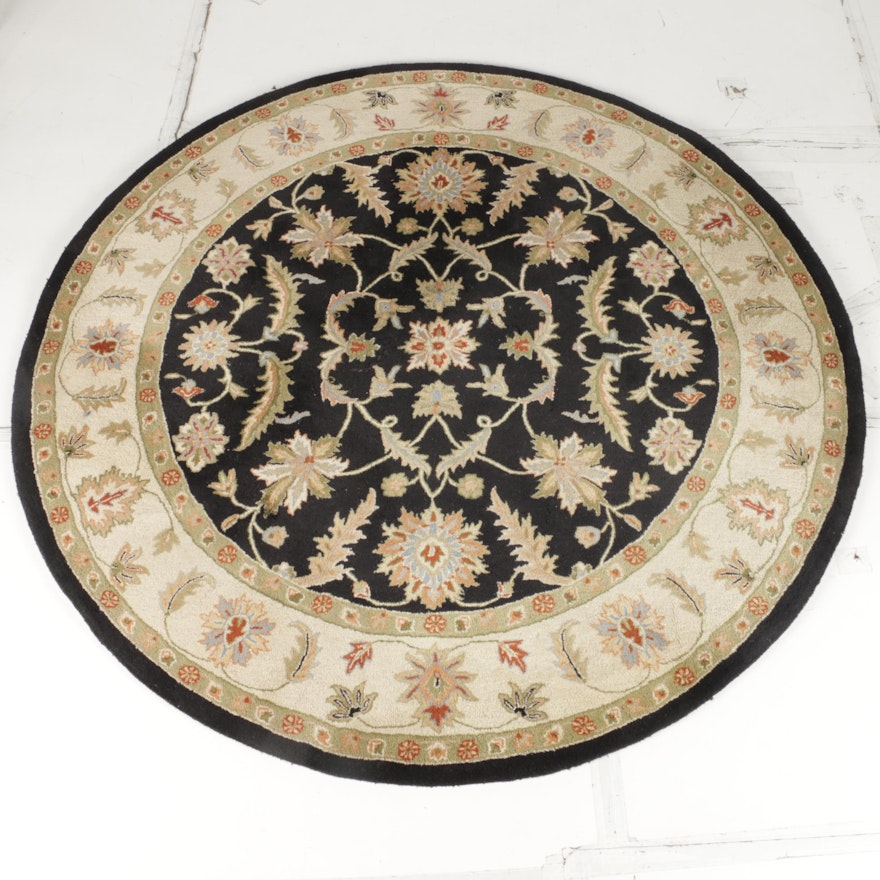 Hand-Tufted Indian Tabriz Style Round Area Rug