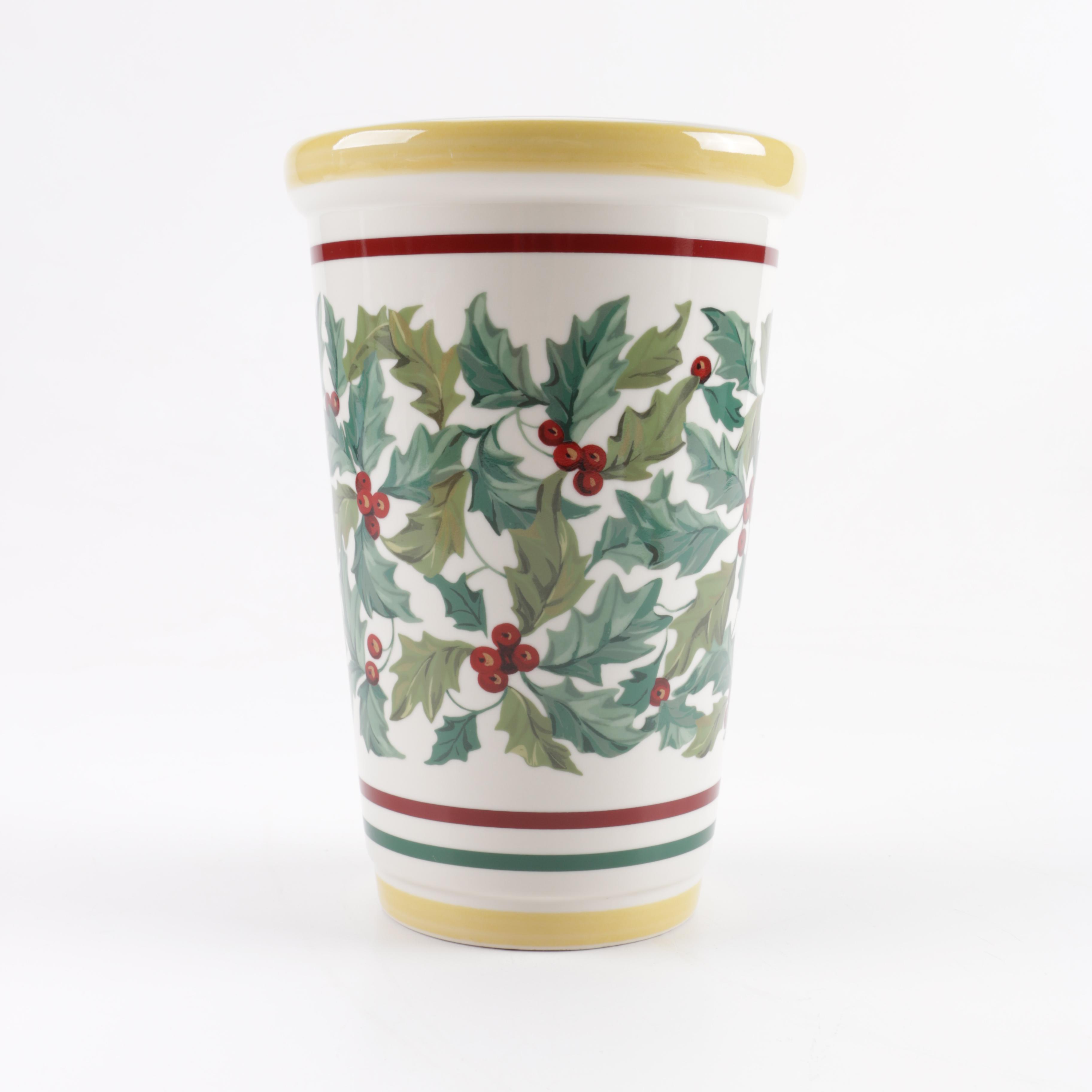 Longaberger Ceramic Vase and Basket