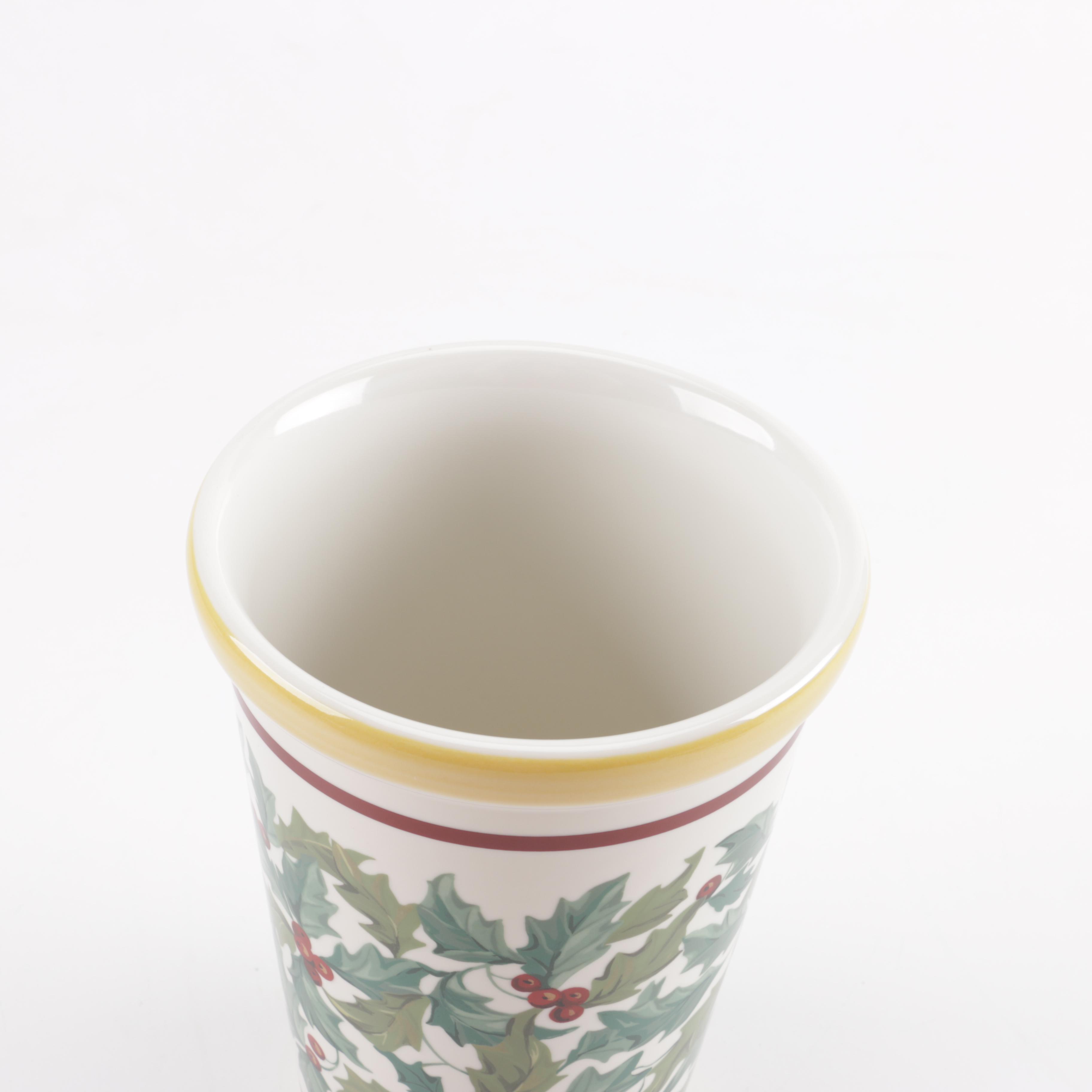 Longaberger Ceramic Vase and Basket