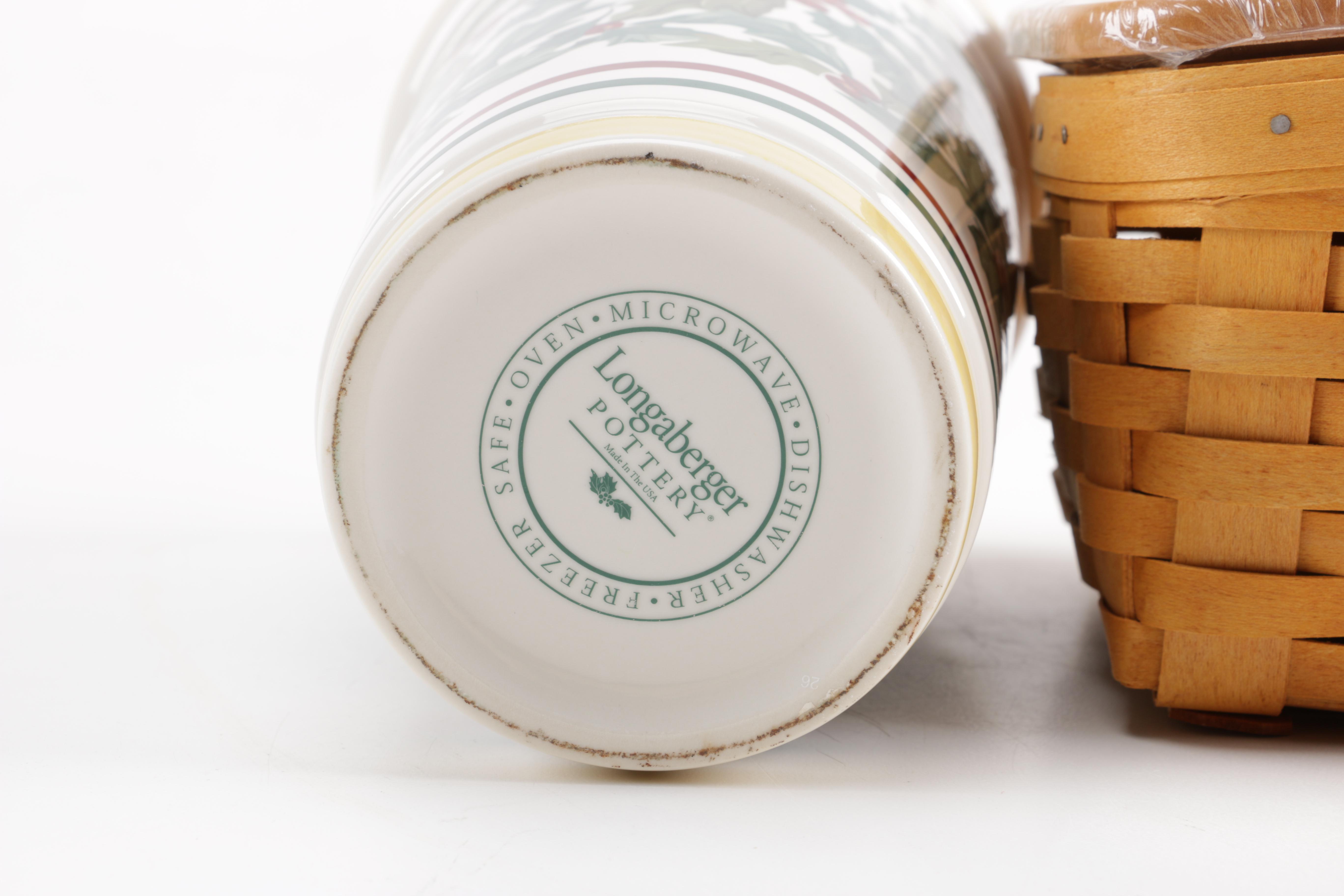 Longaberger Ceramic Vase and Basket