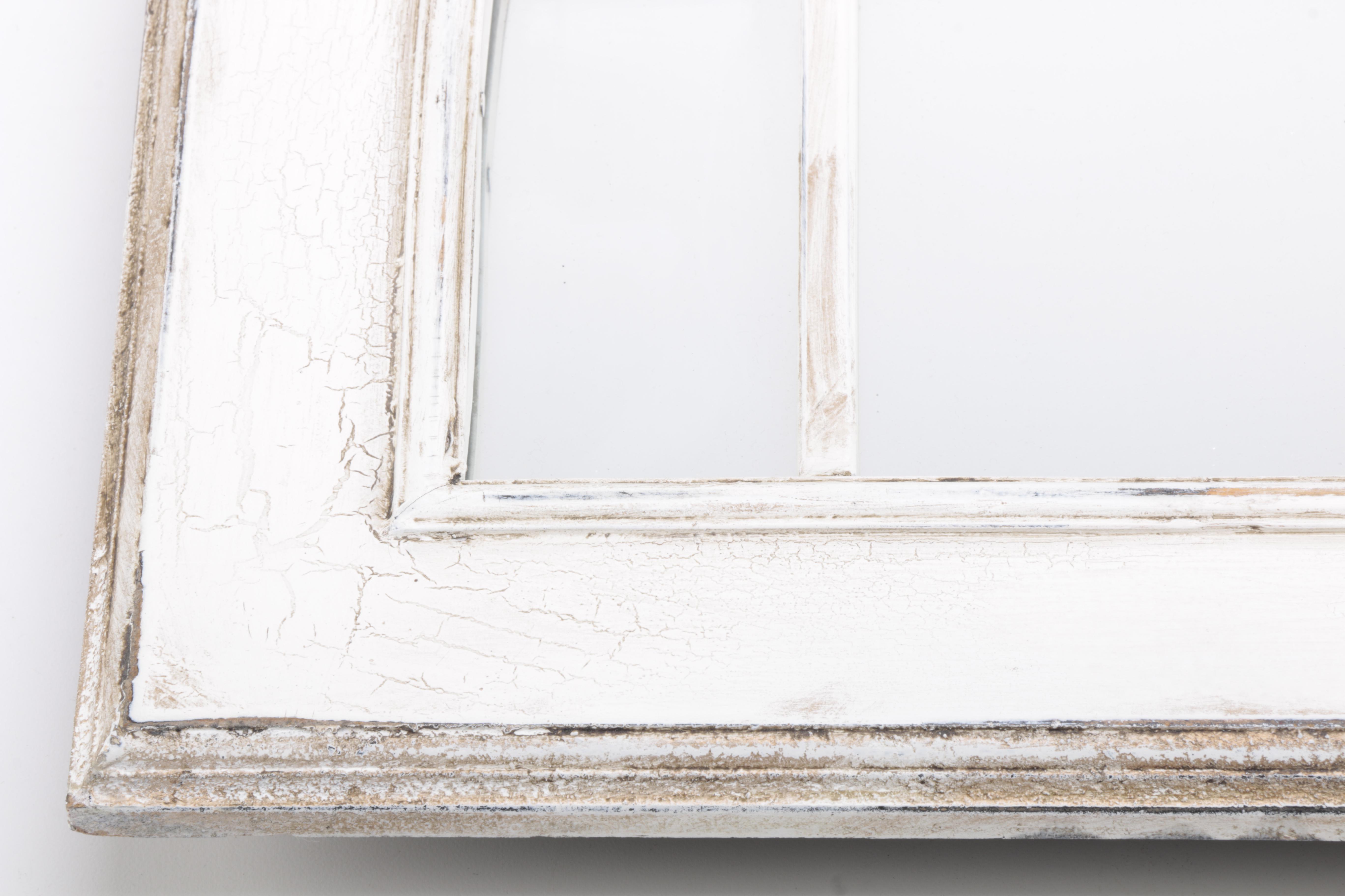 White Wooden Arch Windowpane Mirror