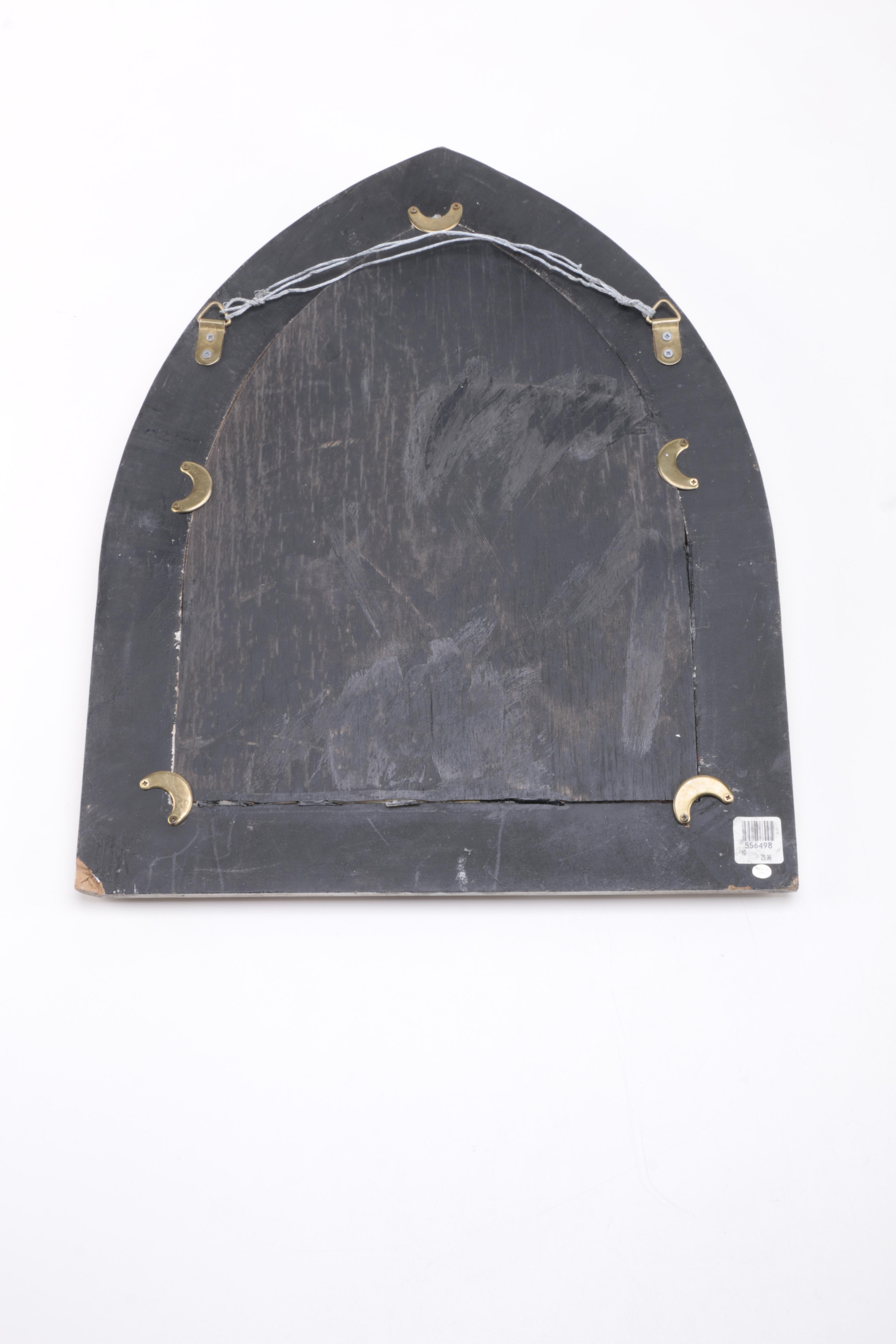 White Wooden Arch Windowpane Mirror