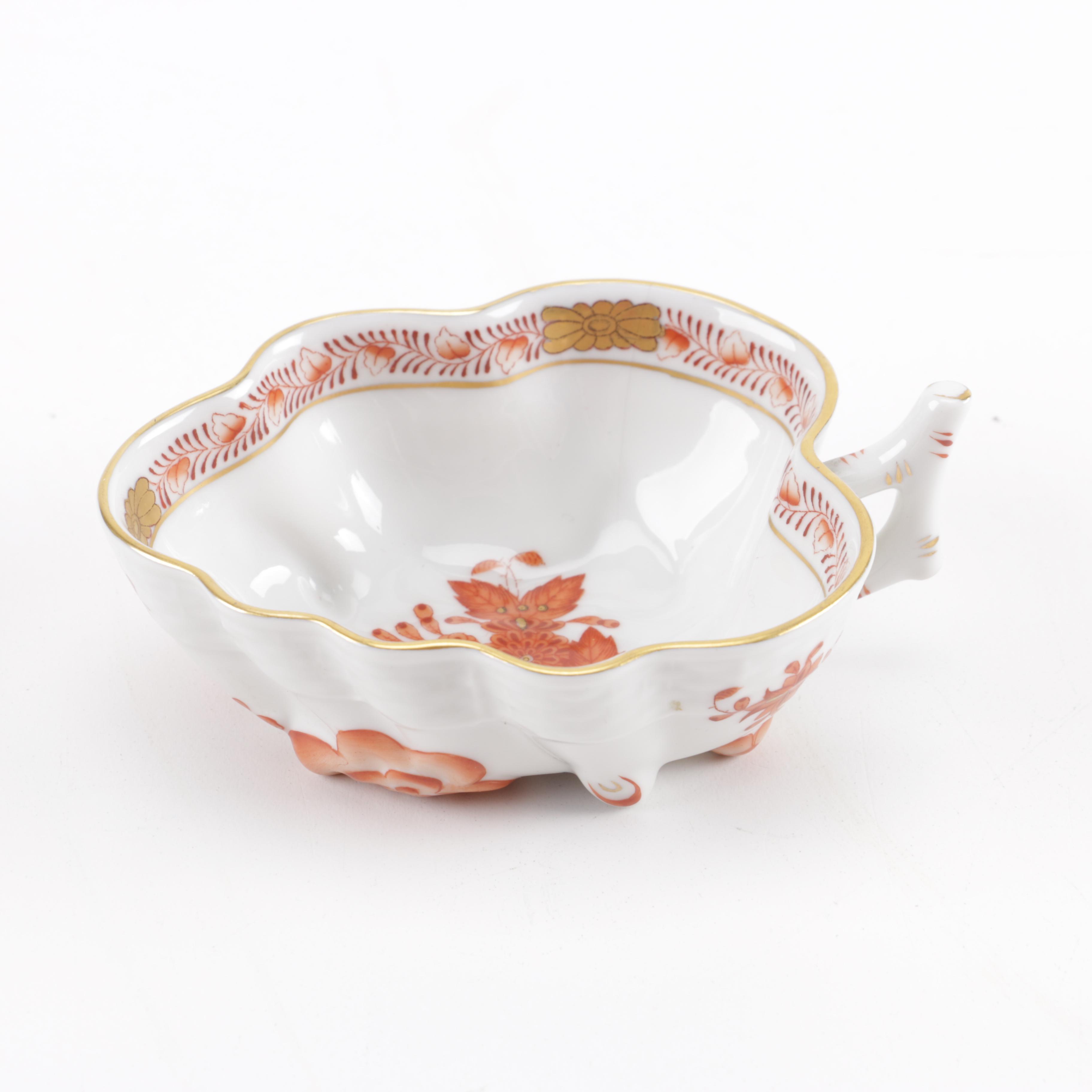 Herend Hand-Painted Rust "Chinese Bouquet" Porcelain Dish